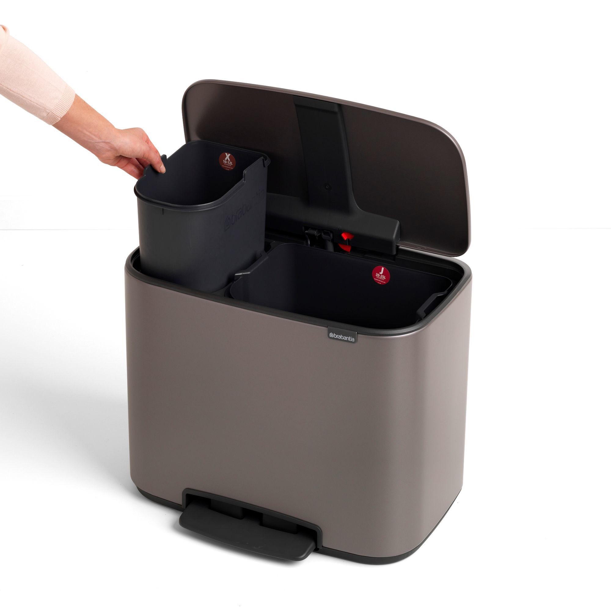 Brabantia Bo Step On Dual Compartment Recycling Trash Can, 3 + 6 Gallon