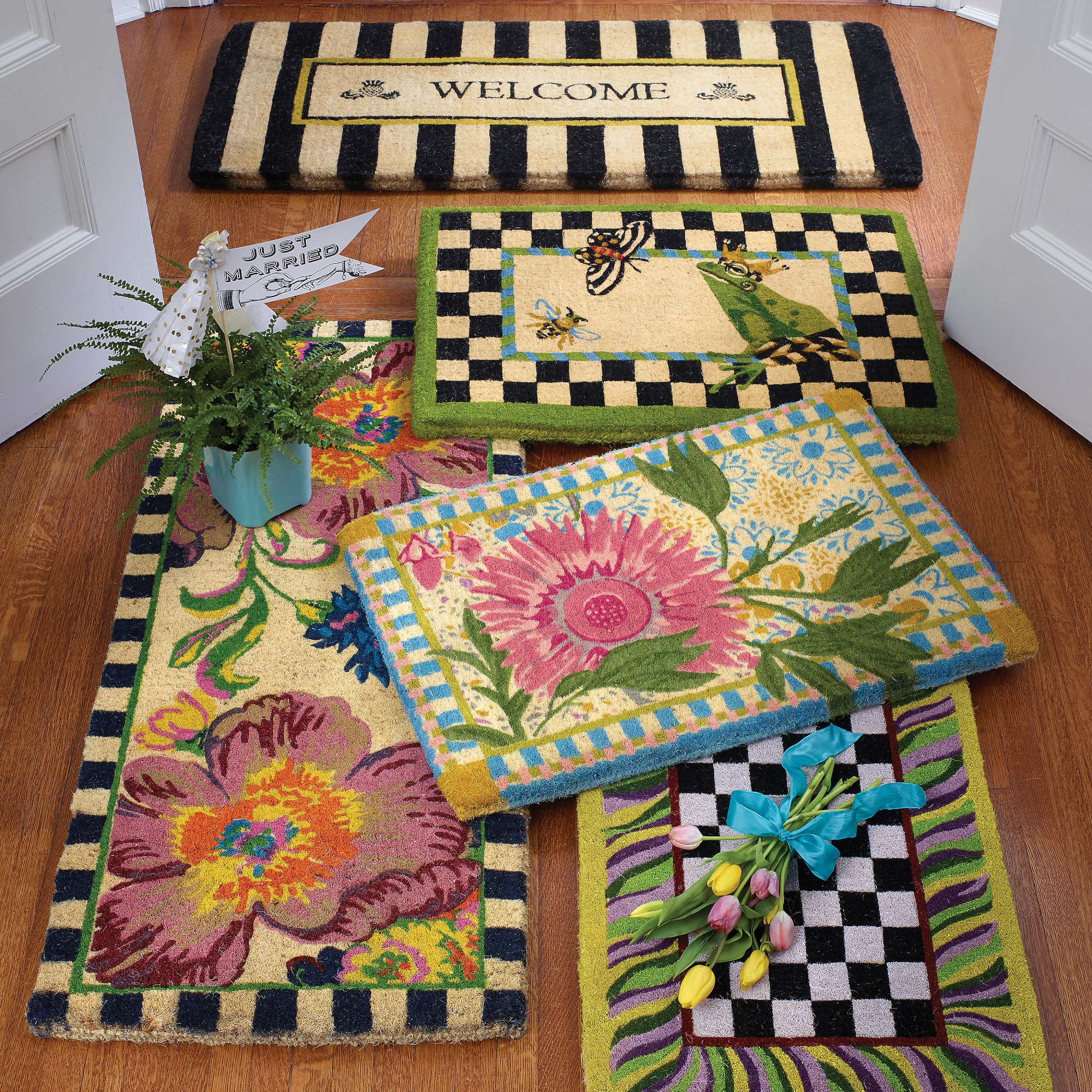 MacKenzie-Childs Welcome Awning Stripe Double Doormat