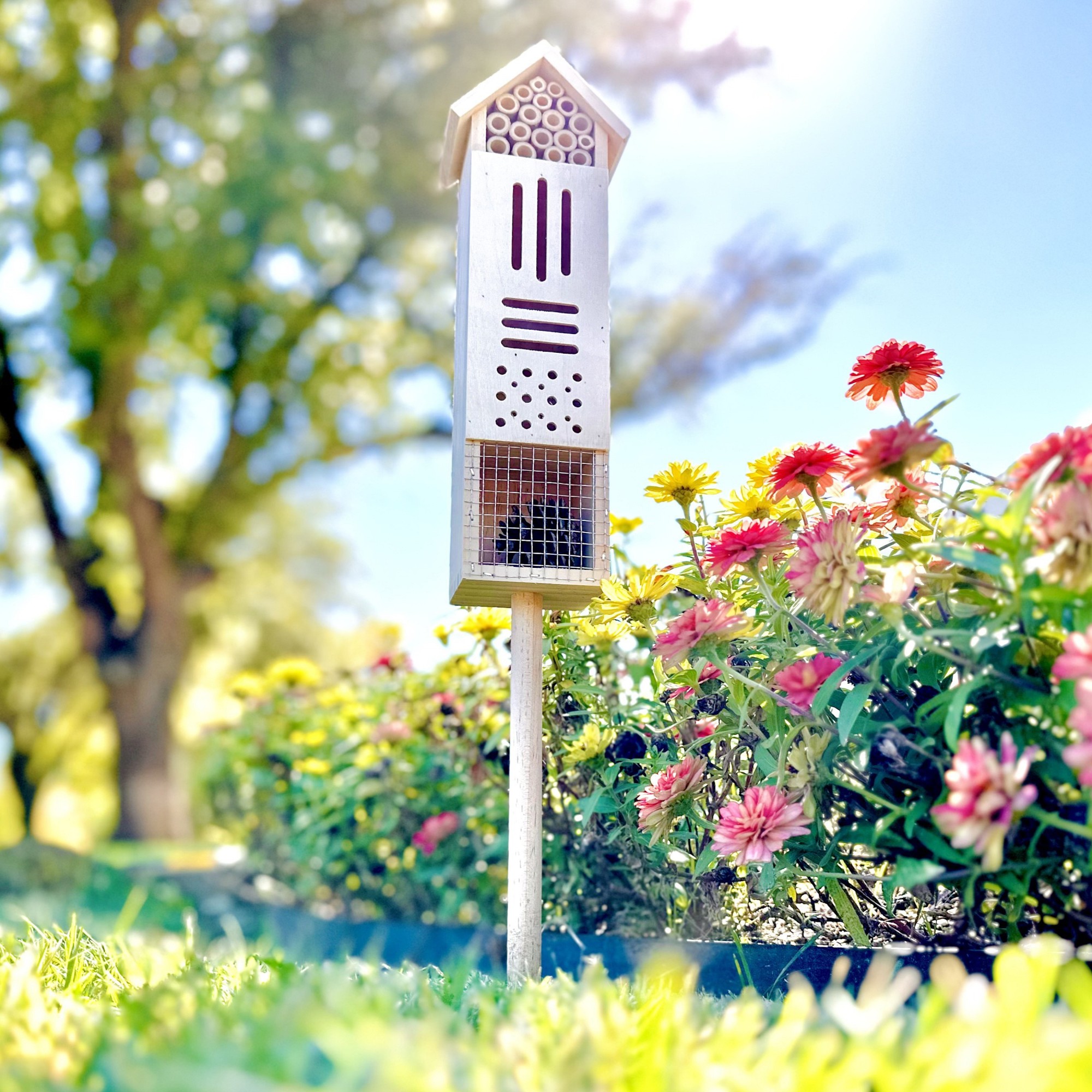 Pollination Palace 5 Compartment Wooden House for Bees, Butterflies, Ladybugs, & Insects