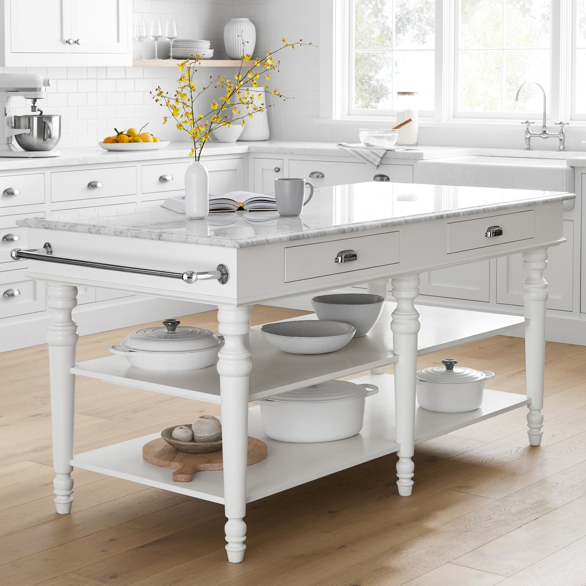 Larkspur Marble-Top Kitchen Island (72