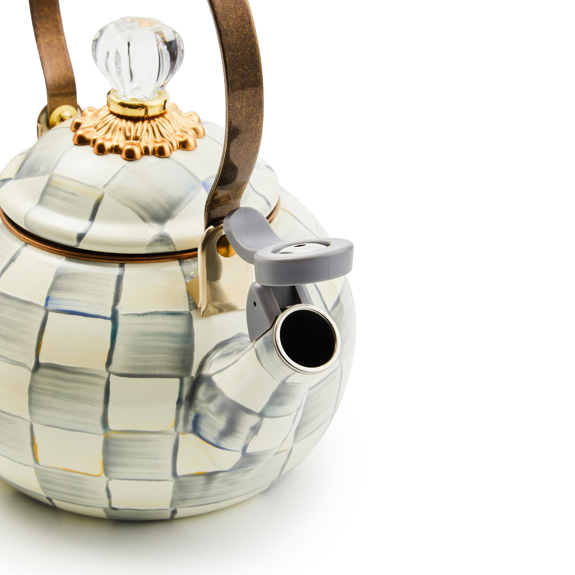 MacKenzie-Childs Sterling Check Whistling Tea Kettle