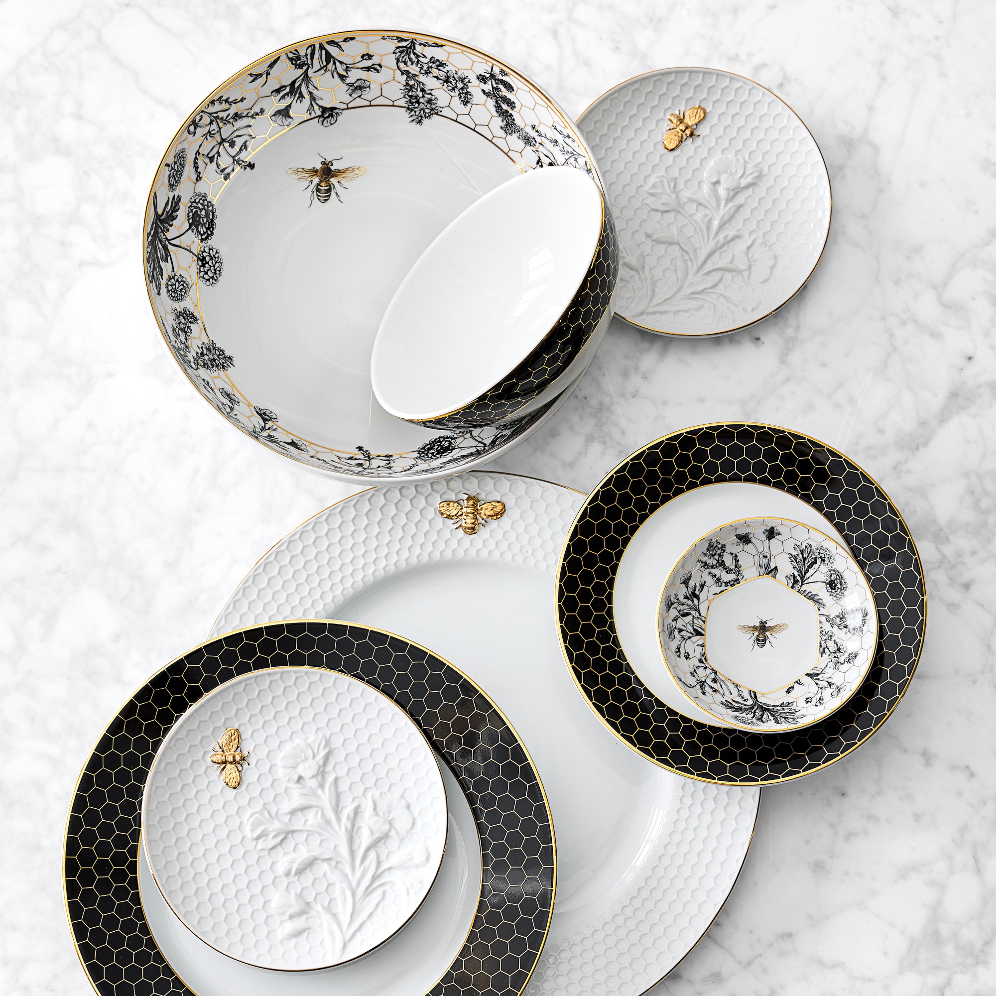 Honeycomb Embossed Appetizer Plates, Set of 4