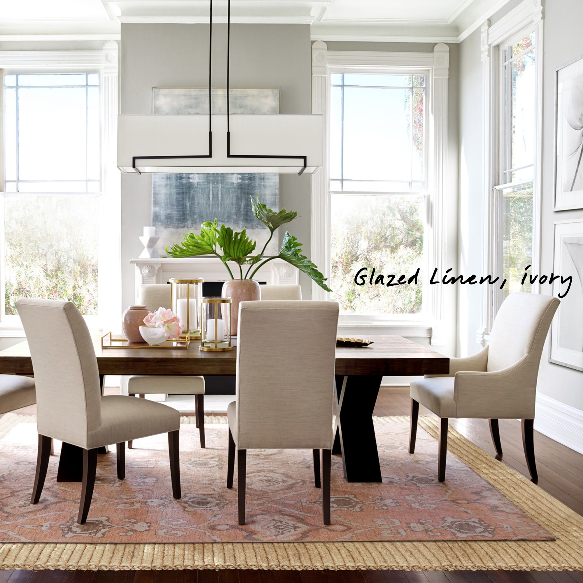 Belvedere Dining Armchair, Natural Chunky Linen