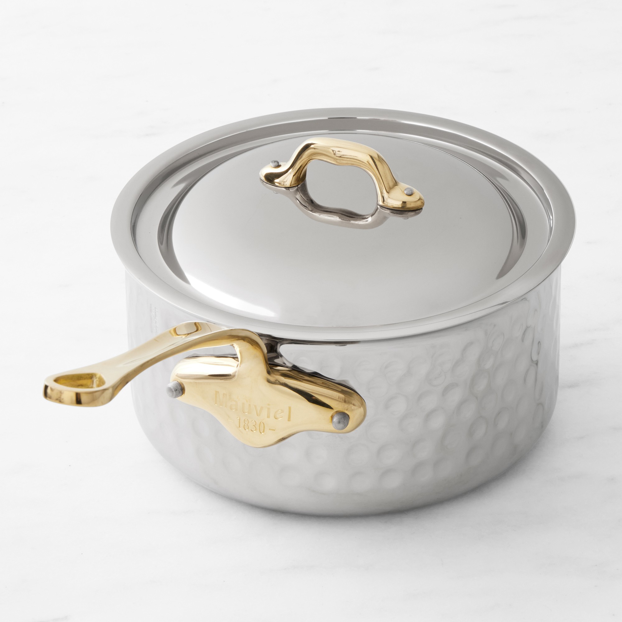 Mauviel M'Elite B Hammered Stainless-Steel Saucepan