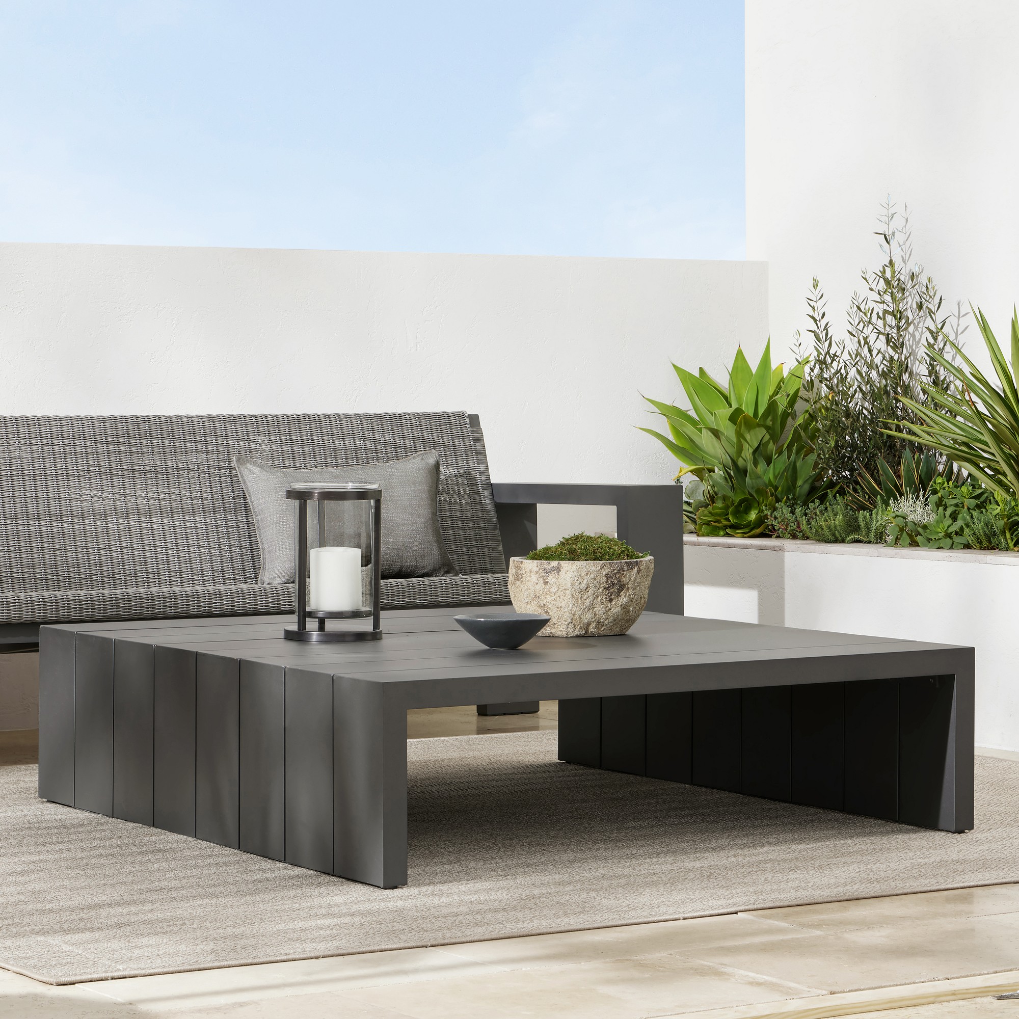 Larnaca Outdoor Slate Grey Metal Square Coffee Table (54
