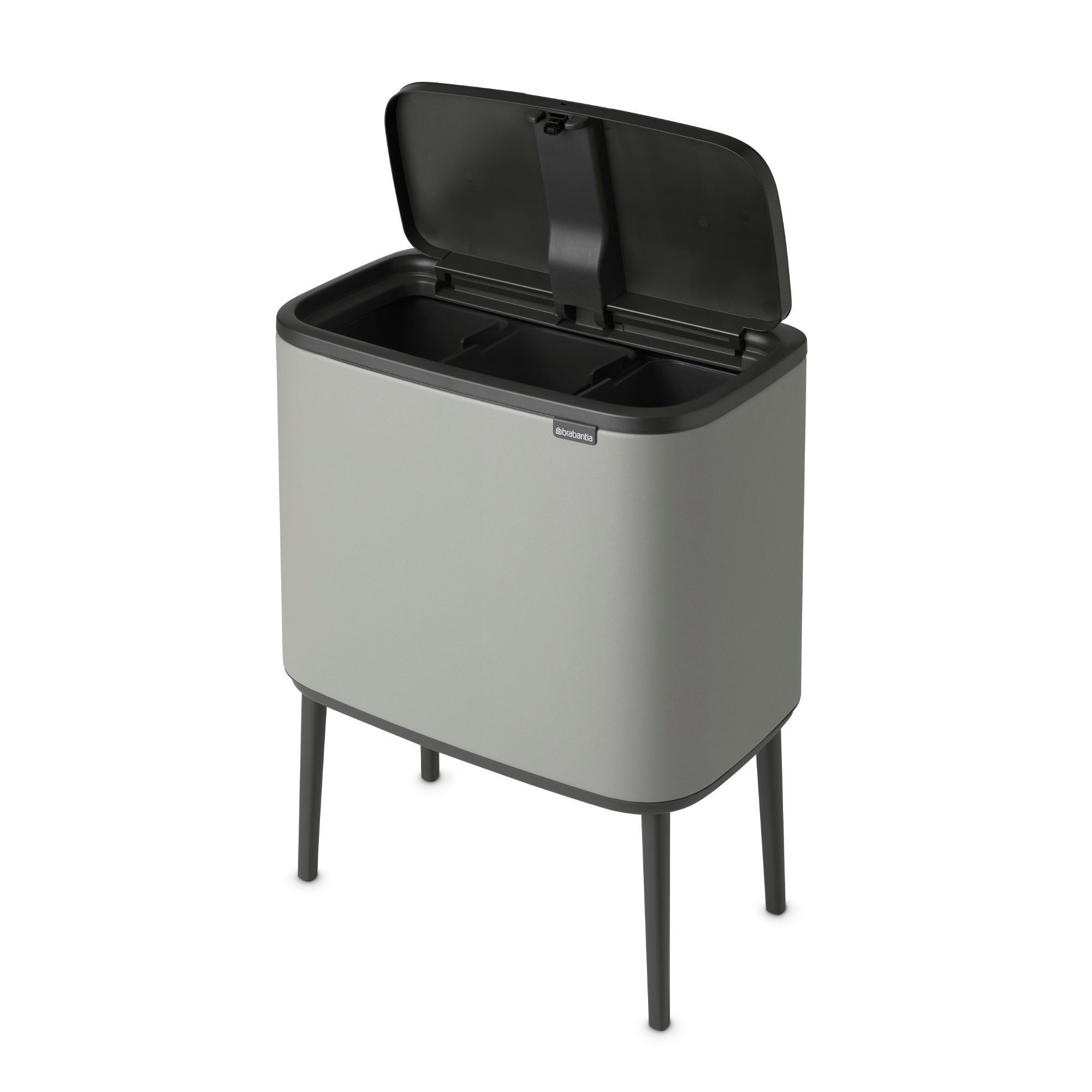 Brabantia Bo Touch Top Multi Compartment Recycling Trash Can, 3 x 3 Gallon