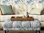 Sanderson x Giles Deacon Fairfax Bench Ottoman, Turned Leg with Tufted Top (26