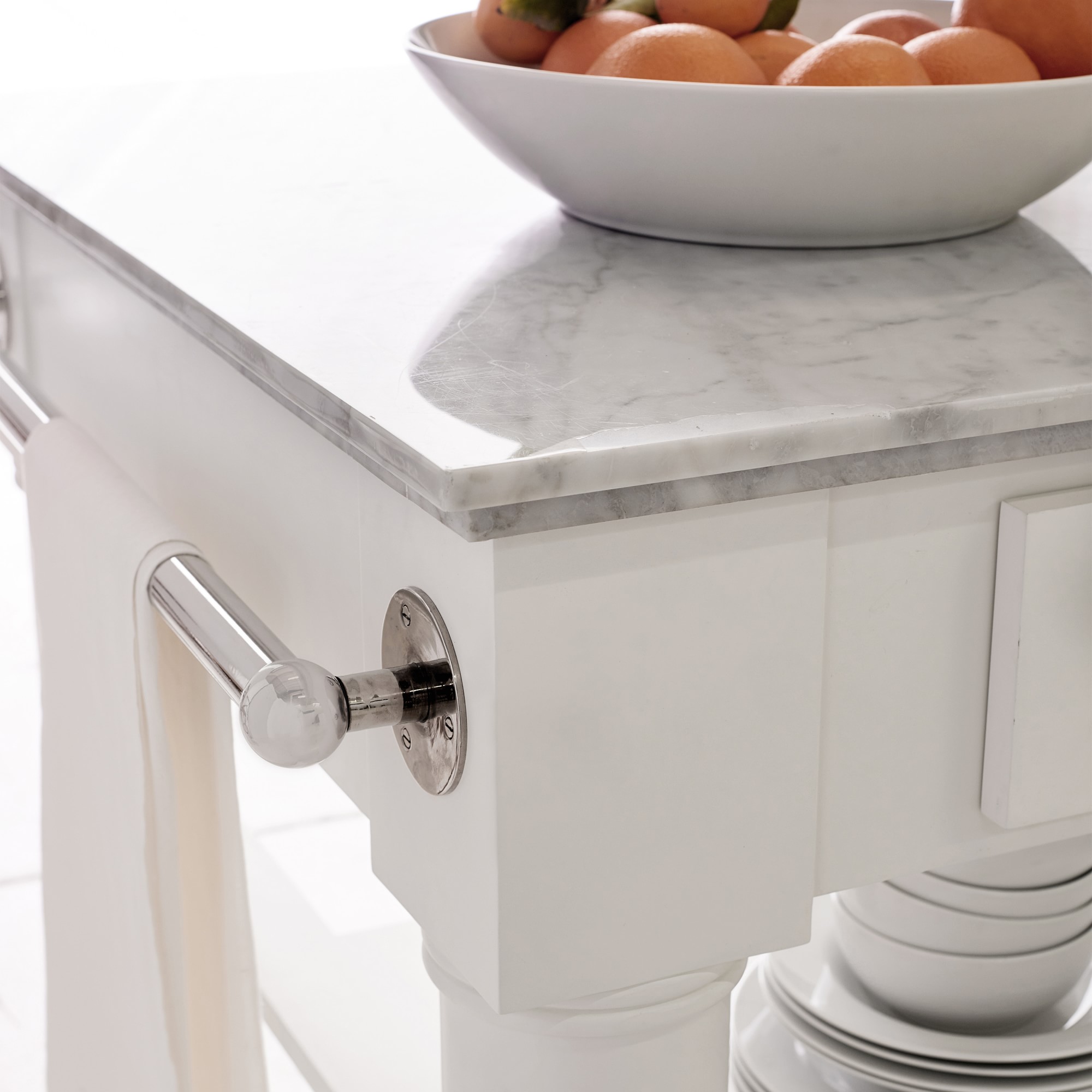 Barrelson Kitchen Island with Marble Top, Polished Nickel (84