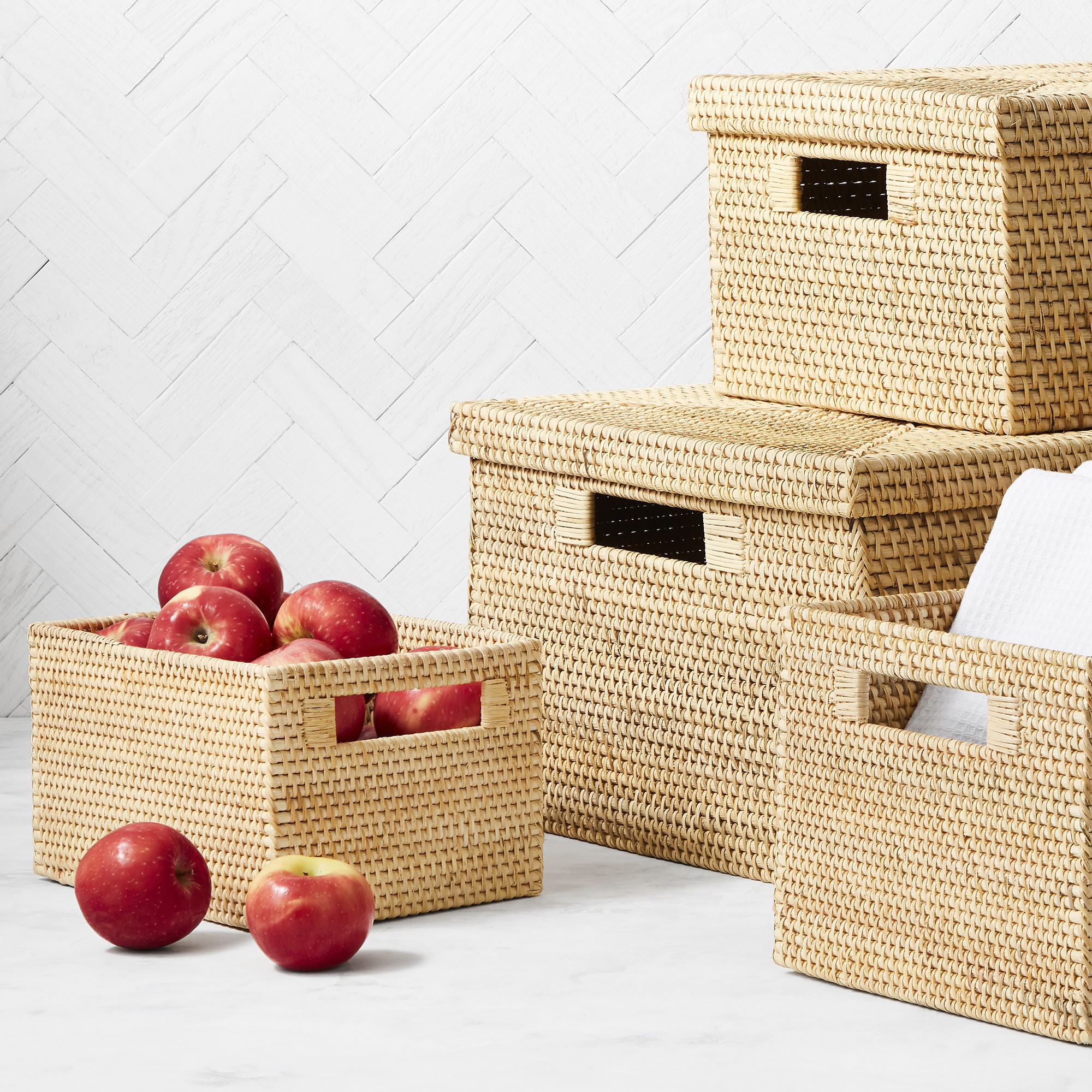 Hold Everything Rattan Lidded Baskets