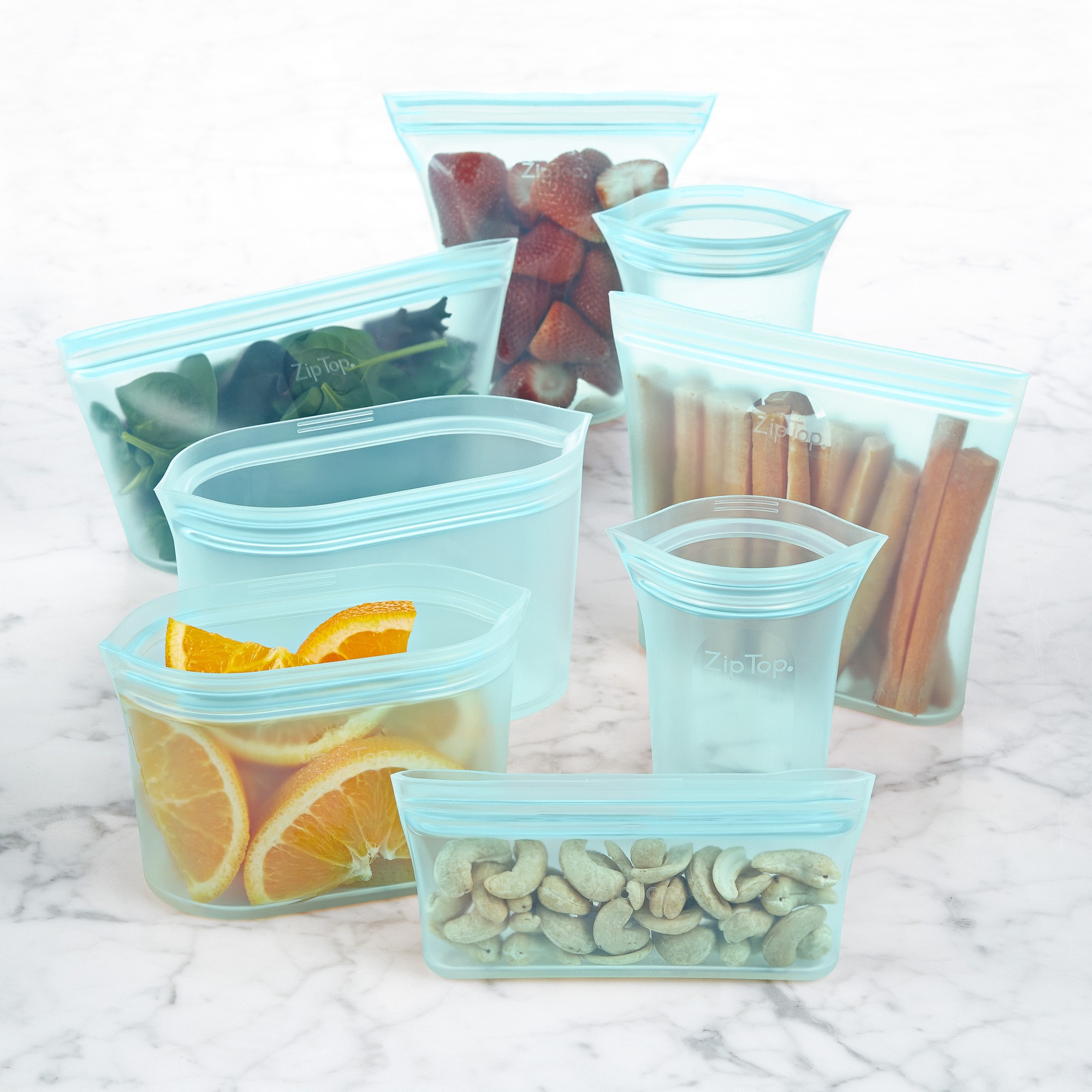 Zip Top 8-Piece Reusable Silicone Food Storage Set