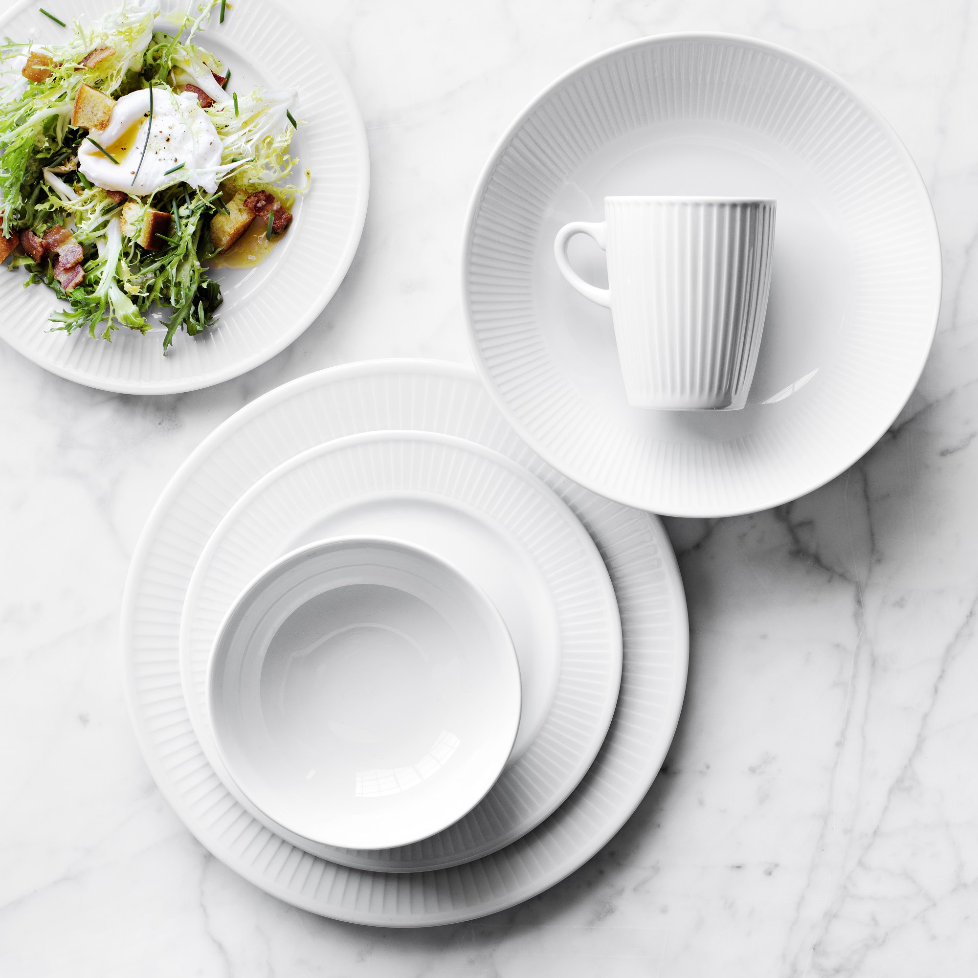 Pillivuyt Plisse Porcelain Dinner Plates