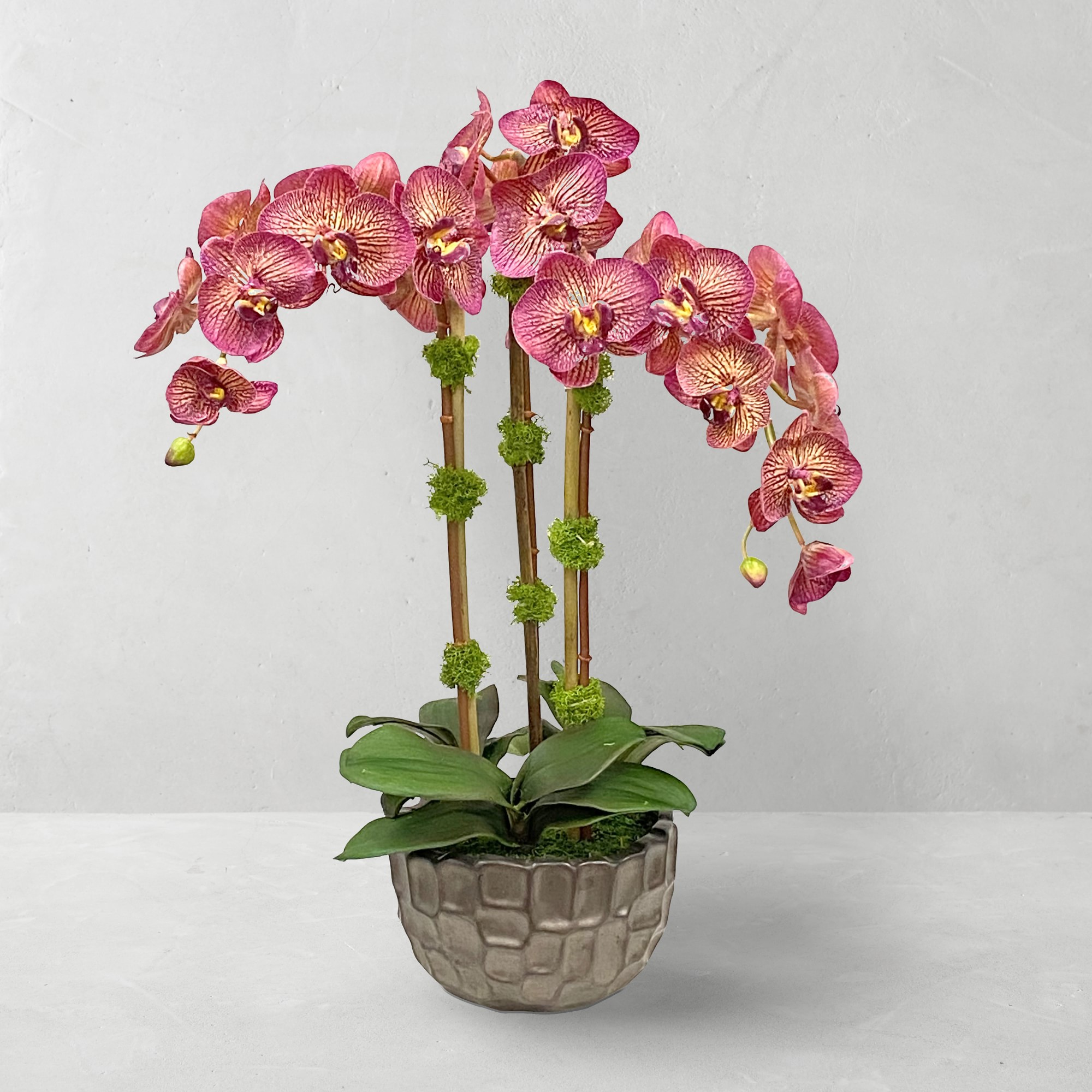 Faux Orchids in Planter, 23
