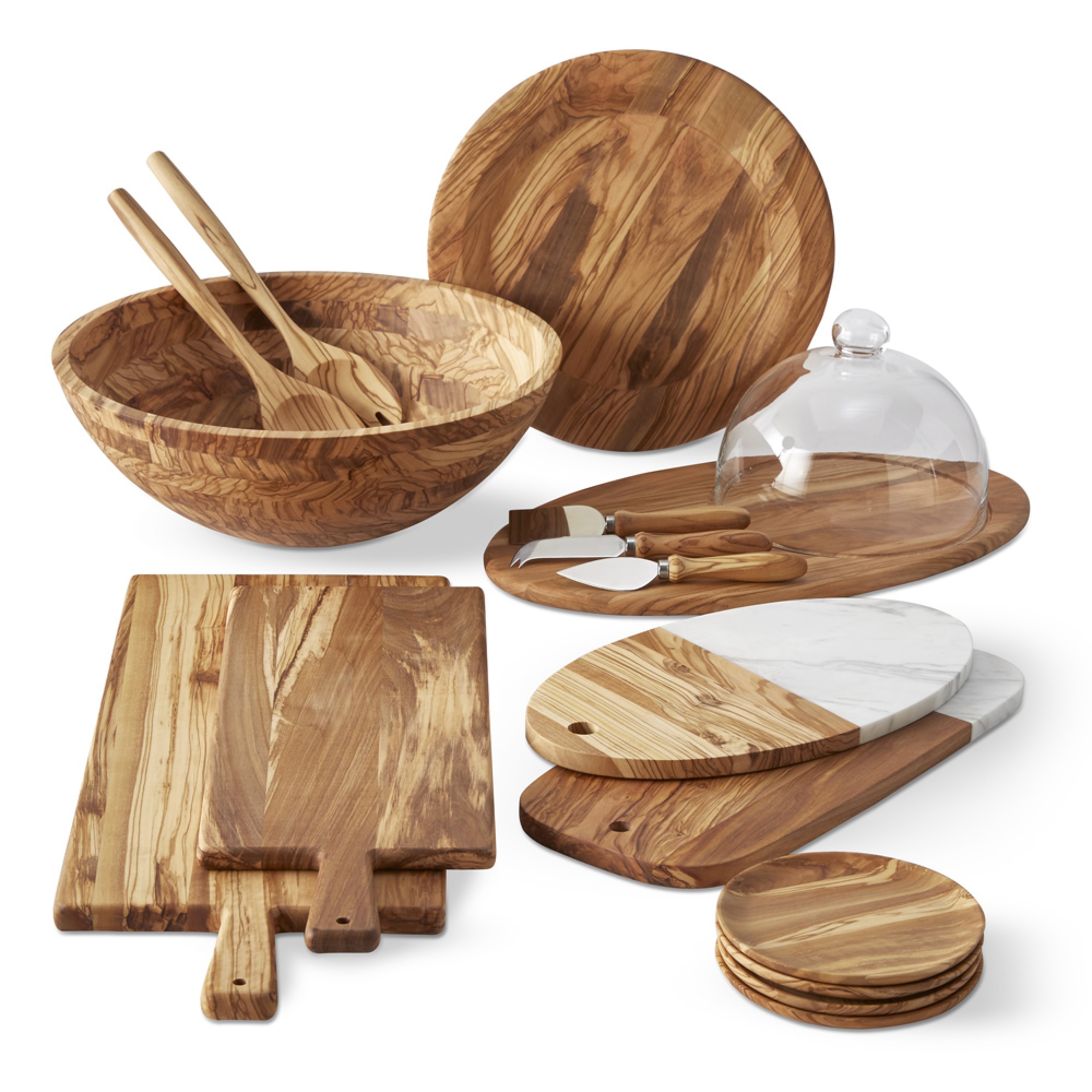 Olivewood & White Marble Oval Cheese Board