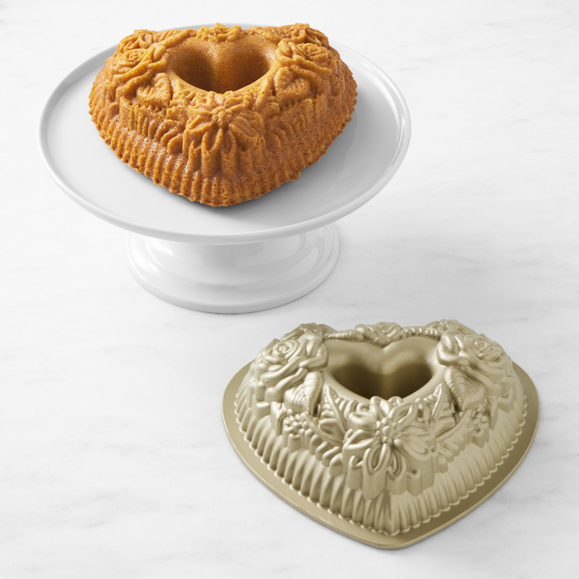 Nordic Ware Nonstick Cast Aluminum Floral Heart Bundt® Pan