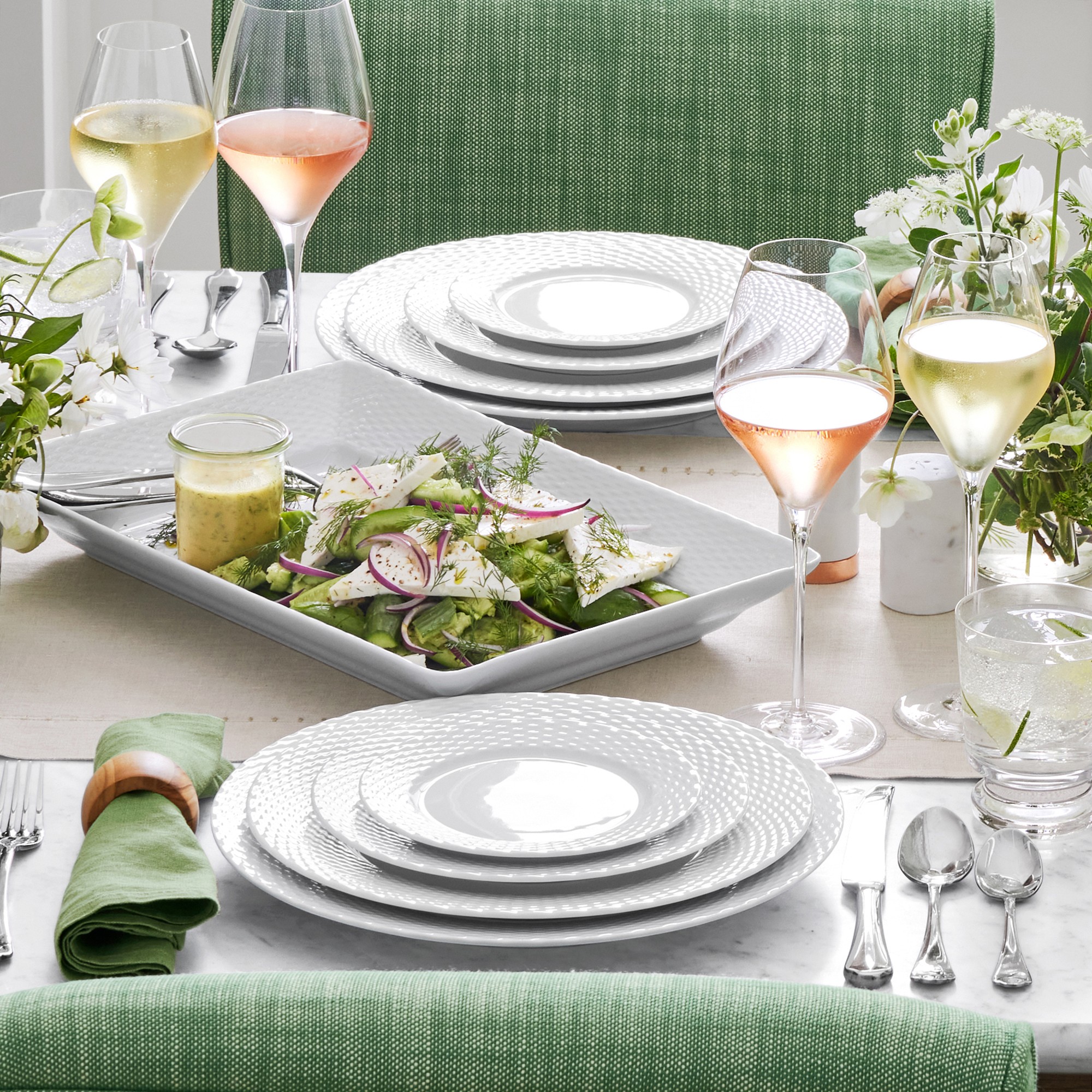 Pillivuyt Basketweave Porcelain Bread & Butter Plates, Set of 4