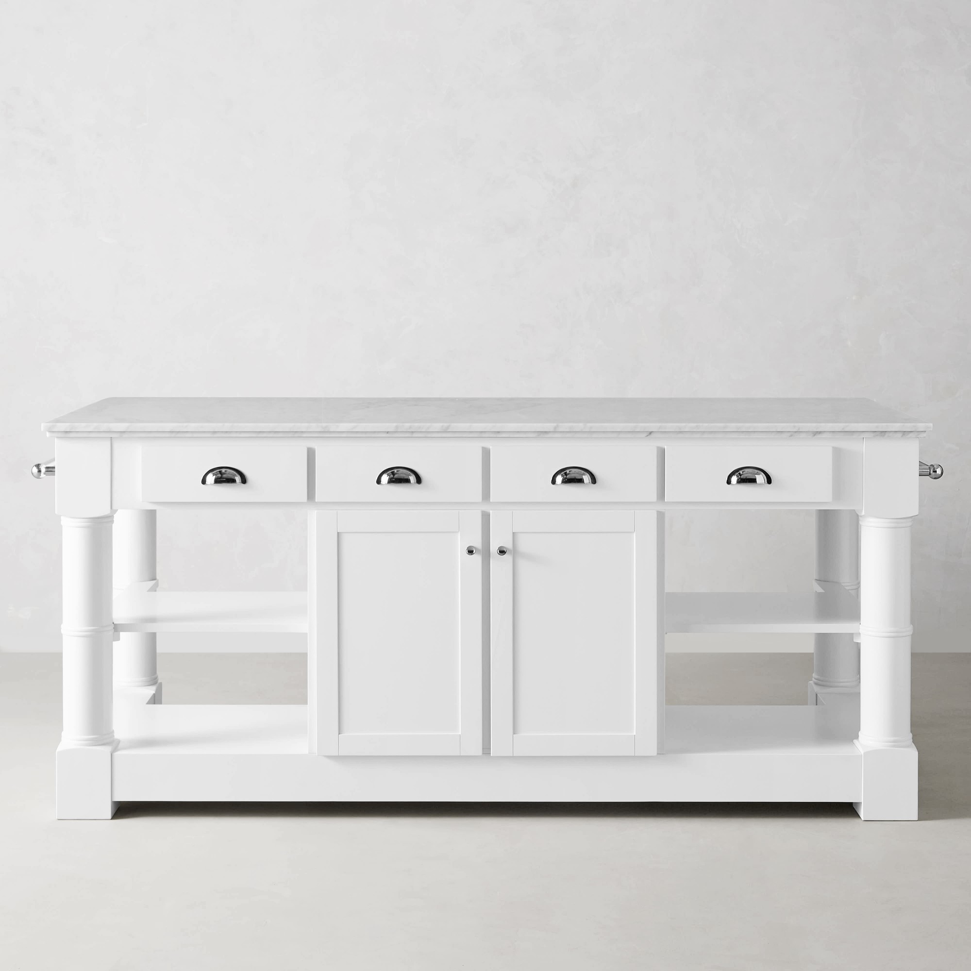 Barrelson Kitchen Island with Marble Top, Polished Nickel (84