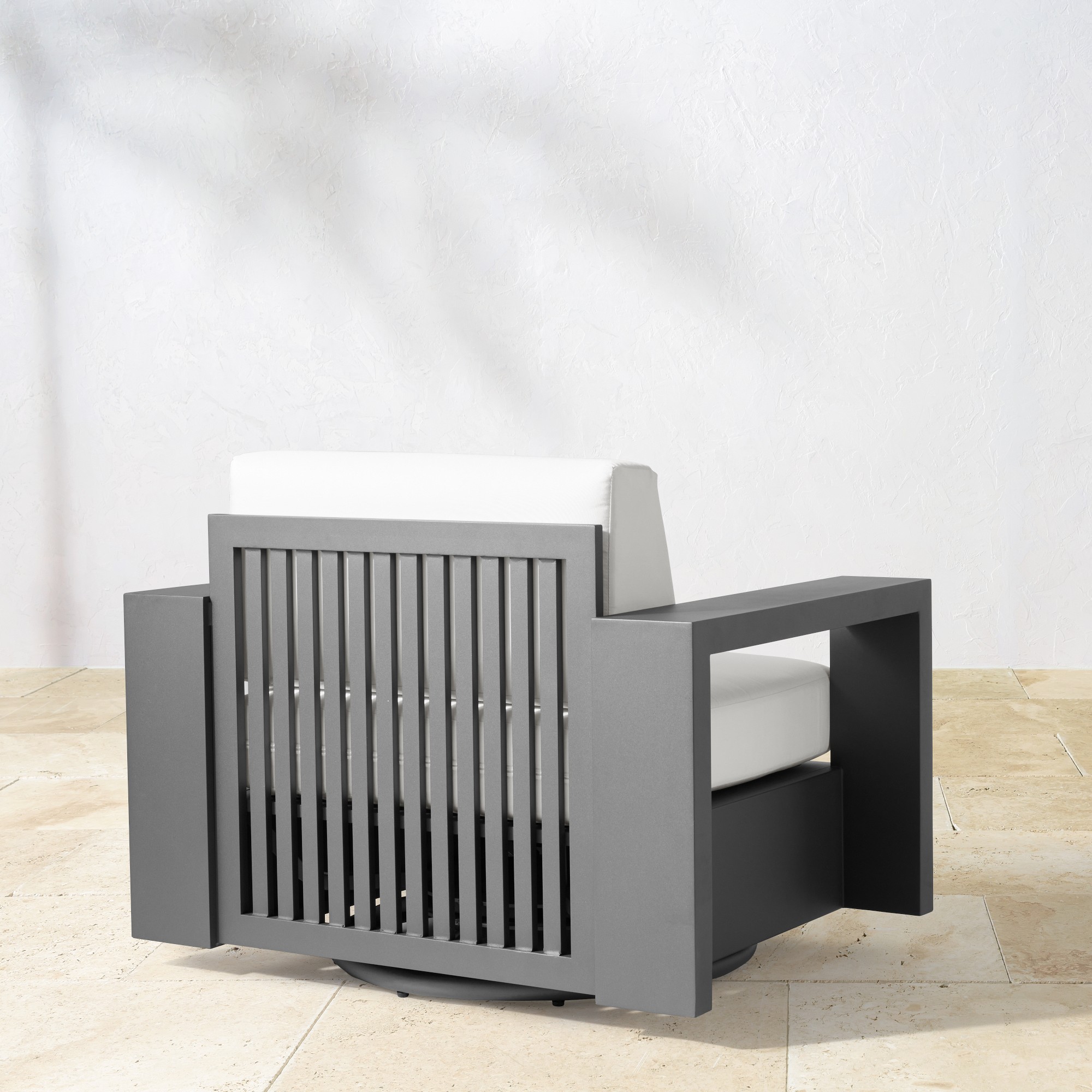 Larnaca Outdoor Slate Grey Metal Swivel Chair