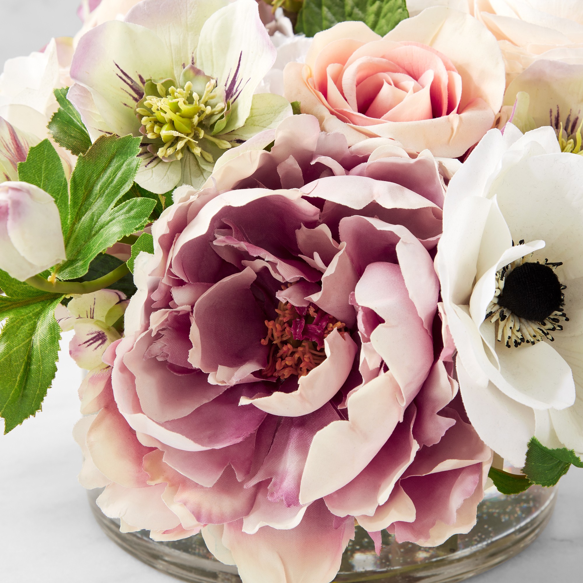 Faux Blush Dahlia & Anemone Floral Arrangement