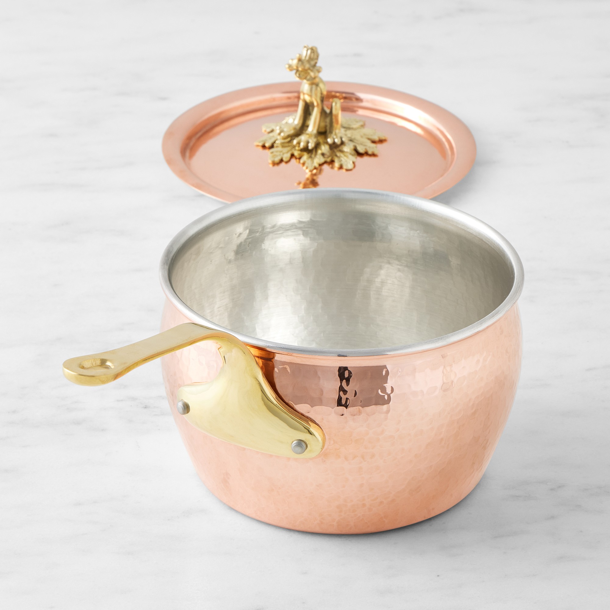 Ruffoni Historia Disney© Hammered Copper Saucepan with Pluto Knob, 2 1/2-Qt.