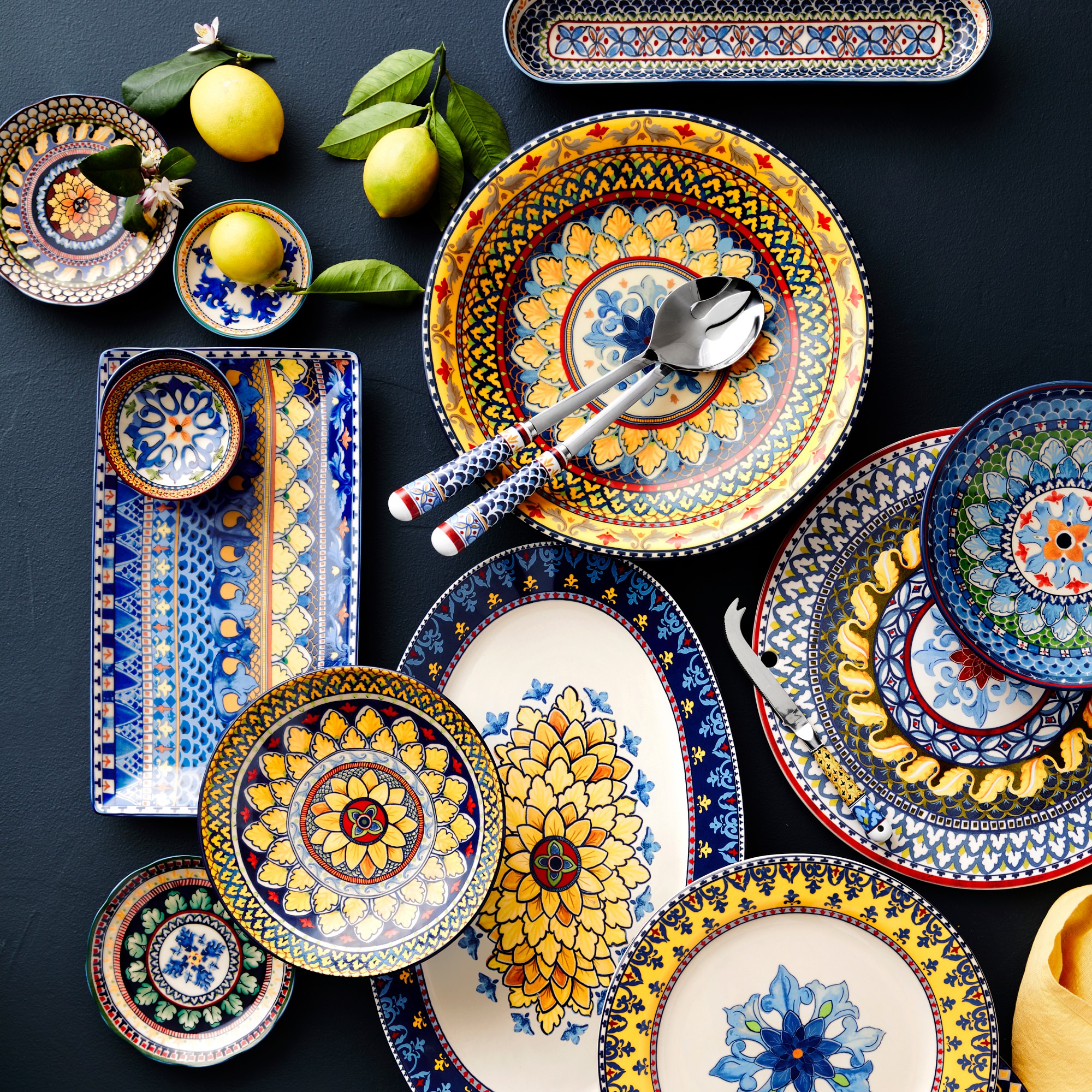 Sicily Ceramic Mixed Dipping Bowls, Set of 4, Large