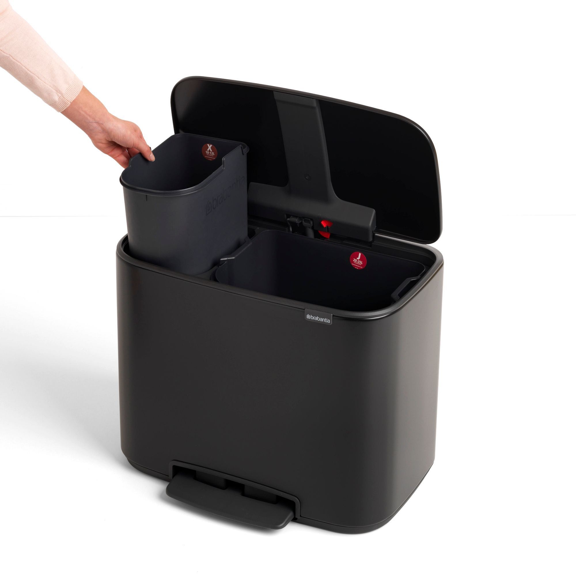 Brabantia Bo Step On Dual Compartment Recycling Trash Can, 3 + 6 Gallon