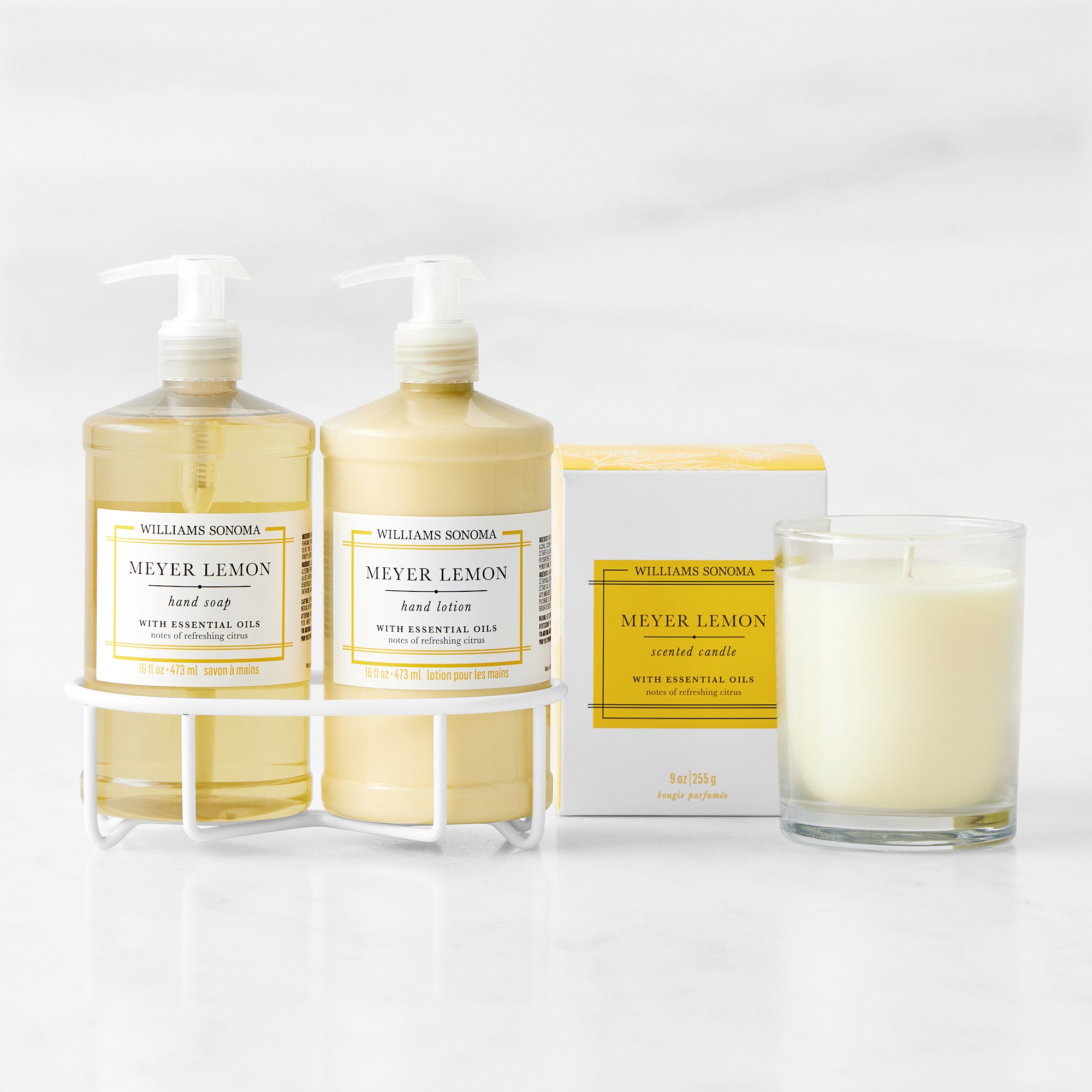 Williams Sonoma Meyer Lemon Hand Soap, Lotion & Candle 4-Piece Kitchen Set