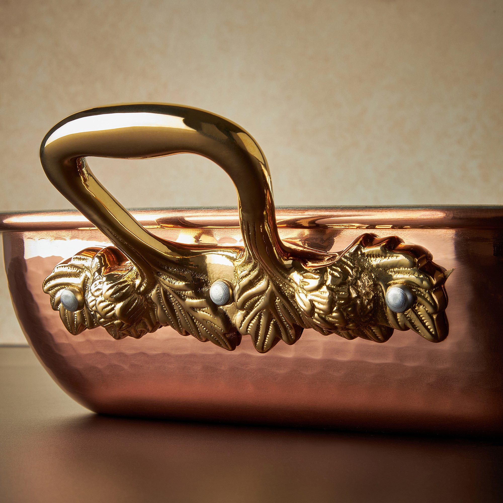 Ruffoni Historia Hammered Copper Roasting Pan with Artichoke Handle