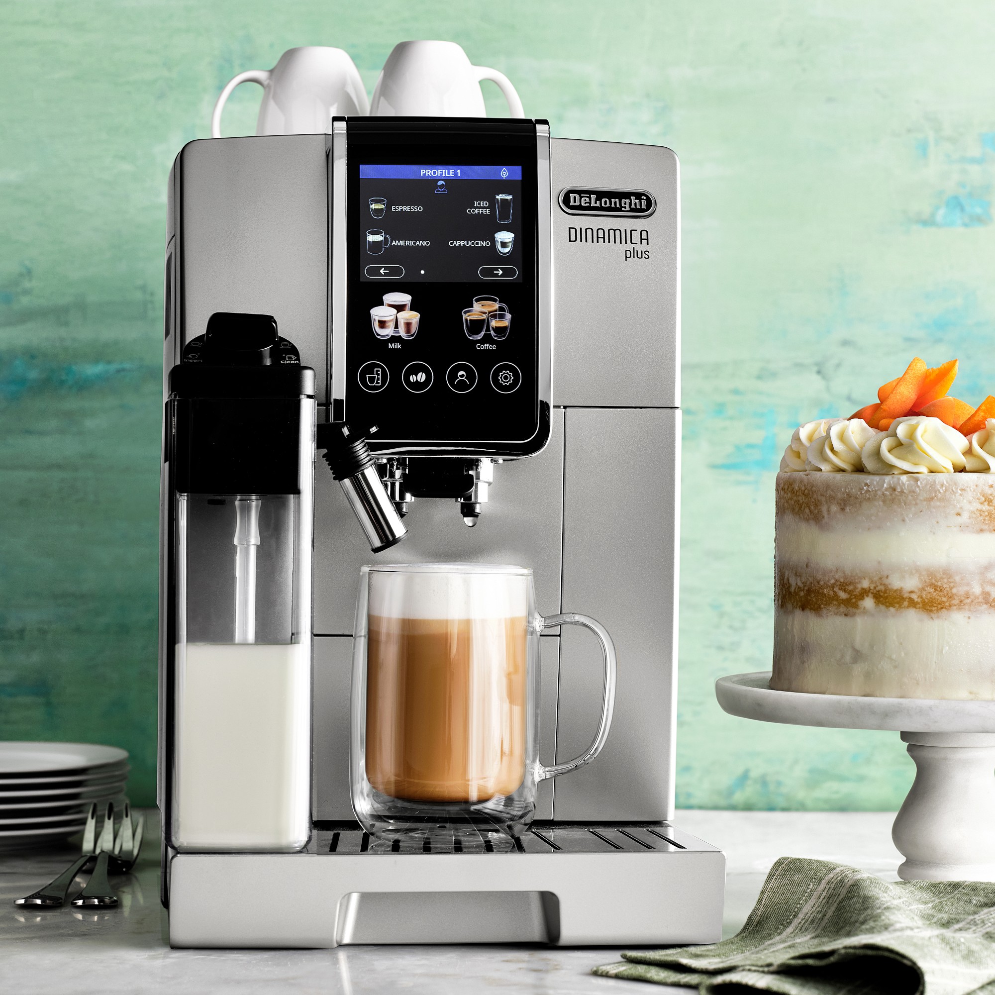 De'Longhi Dinamica Plus Fully Automatic Espresso Machine, Silver
