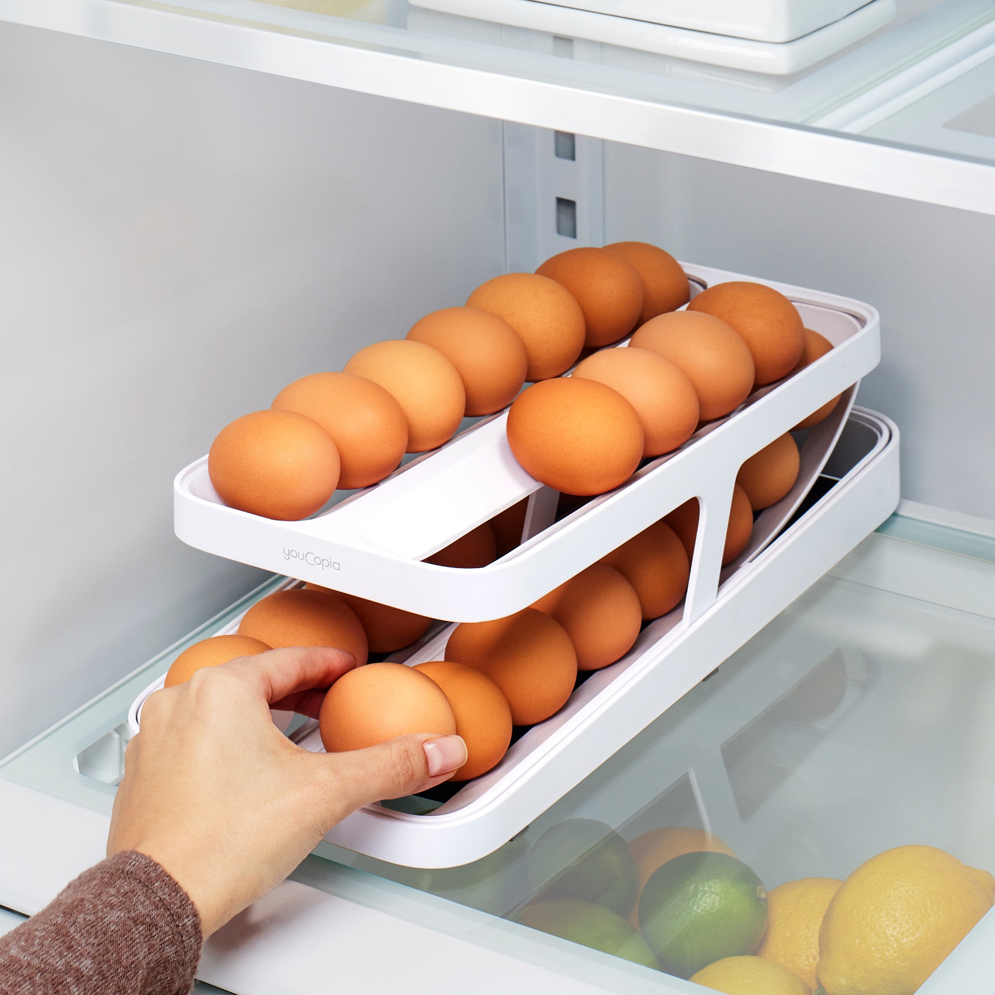 YouCopia RollDown Egg Dispenser, Double Track