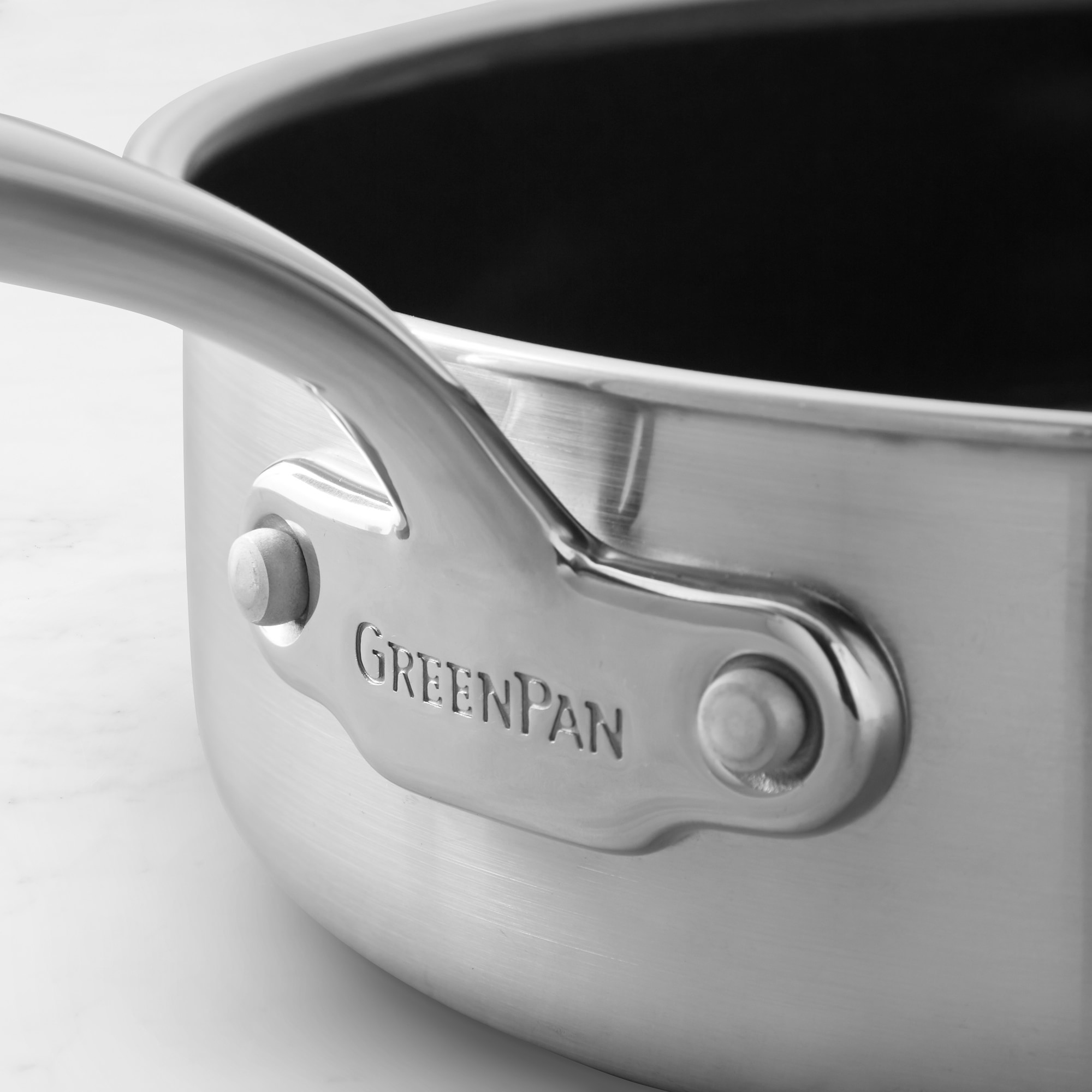 GreenPan™ Premiere Stainless-Steel Ceramic Nonstick Covered Sauté Pan with Helper Handle