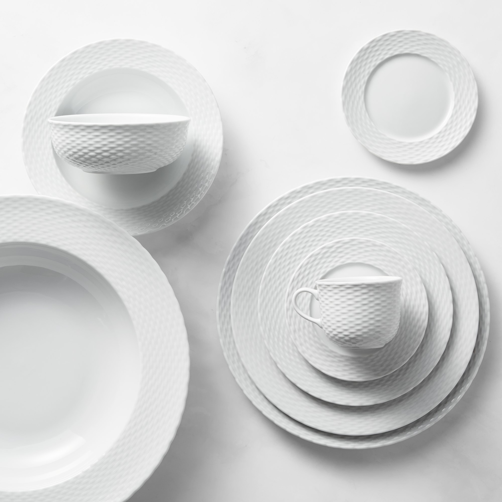 Pillivuyt Basketweave Porcelain Bread & Butter Plates, Set of 4