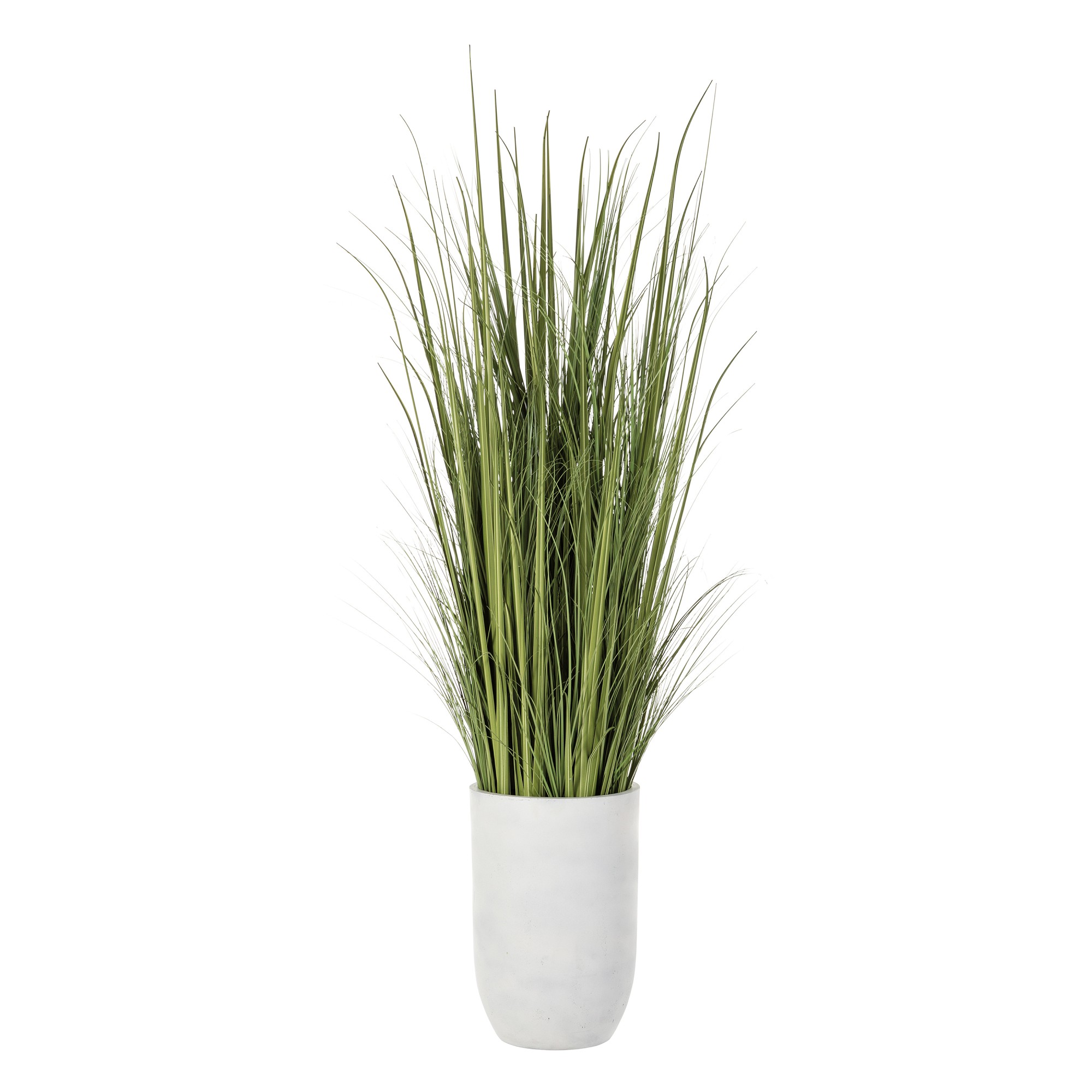 Faux Wild Grass in White Cement Planter, 84