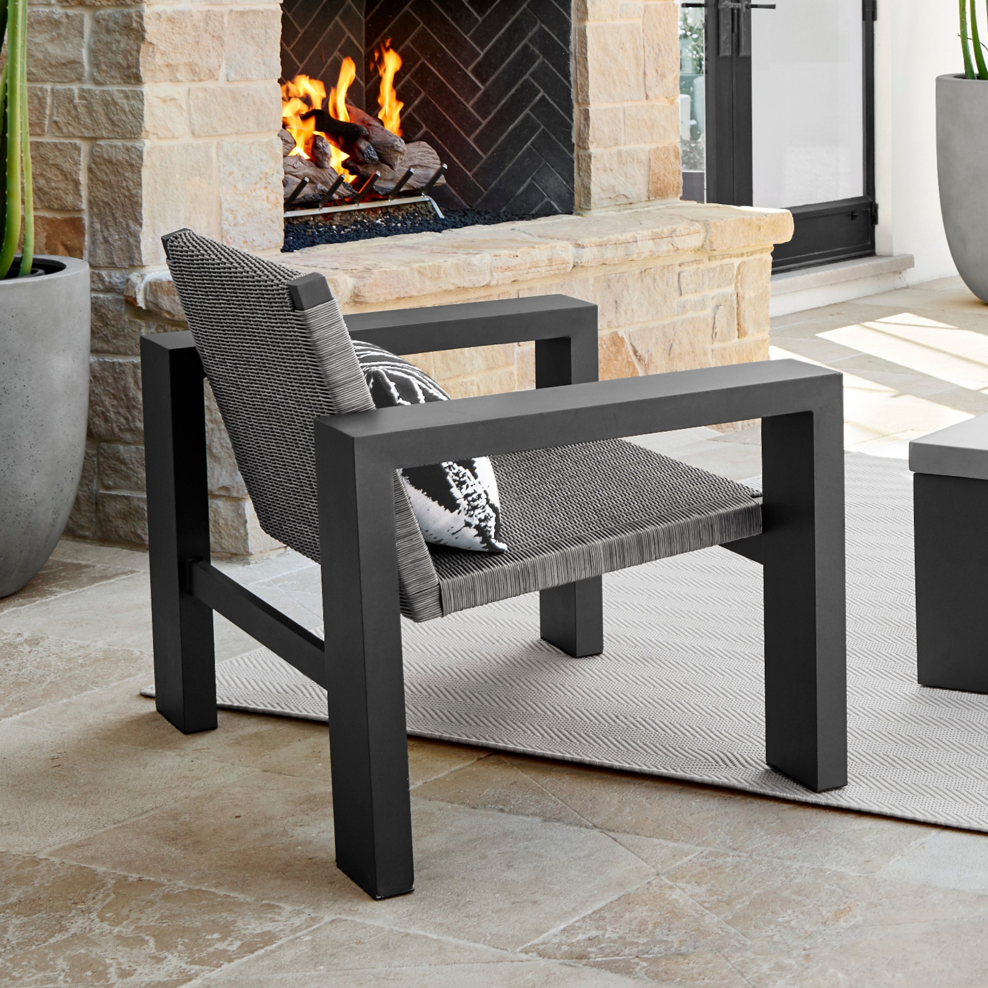 Larnaca Outdoor Slate Grey Metal x All-Weather Weave Club Chair