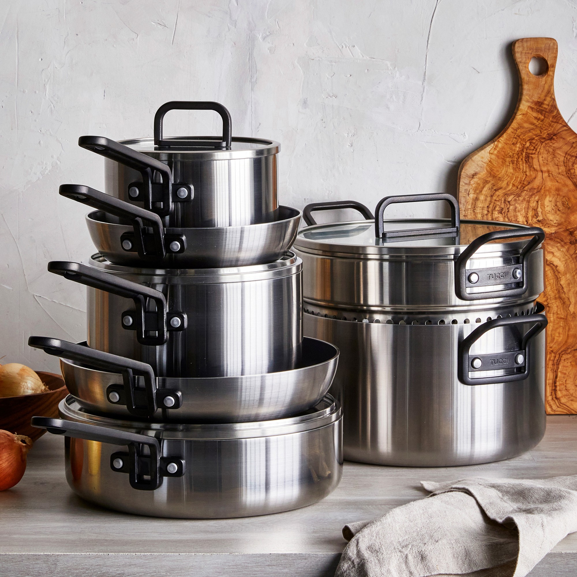 GreenPan™ Stanley Tucci™ Stainless-Steel Ceramic Nonstick 11-Piece Cookware Set