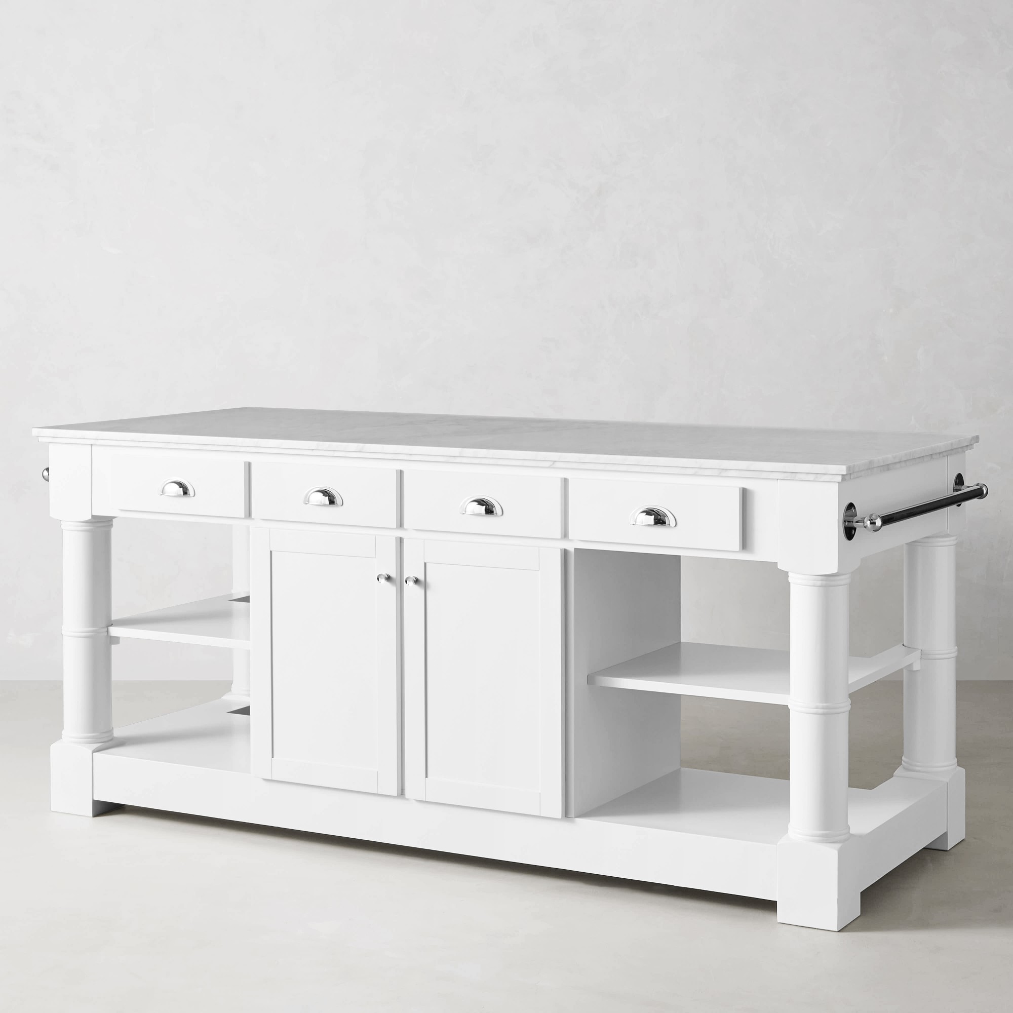 Barrelson Kitchen Island with Marble Top, Polished Nickel (84