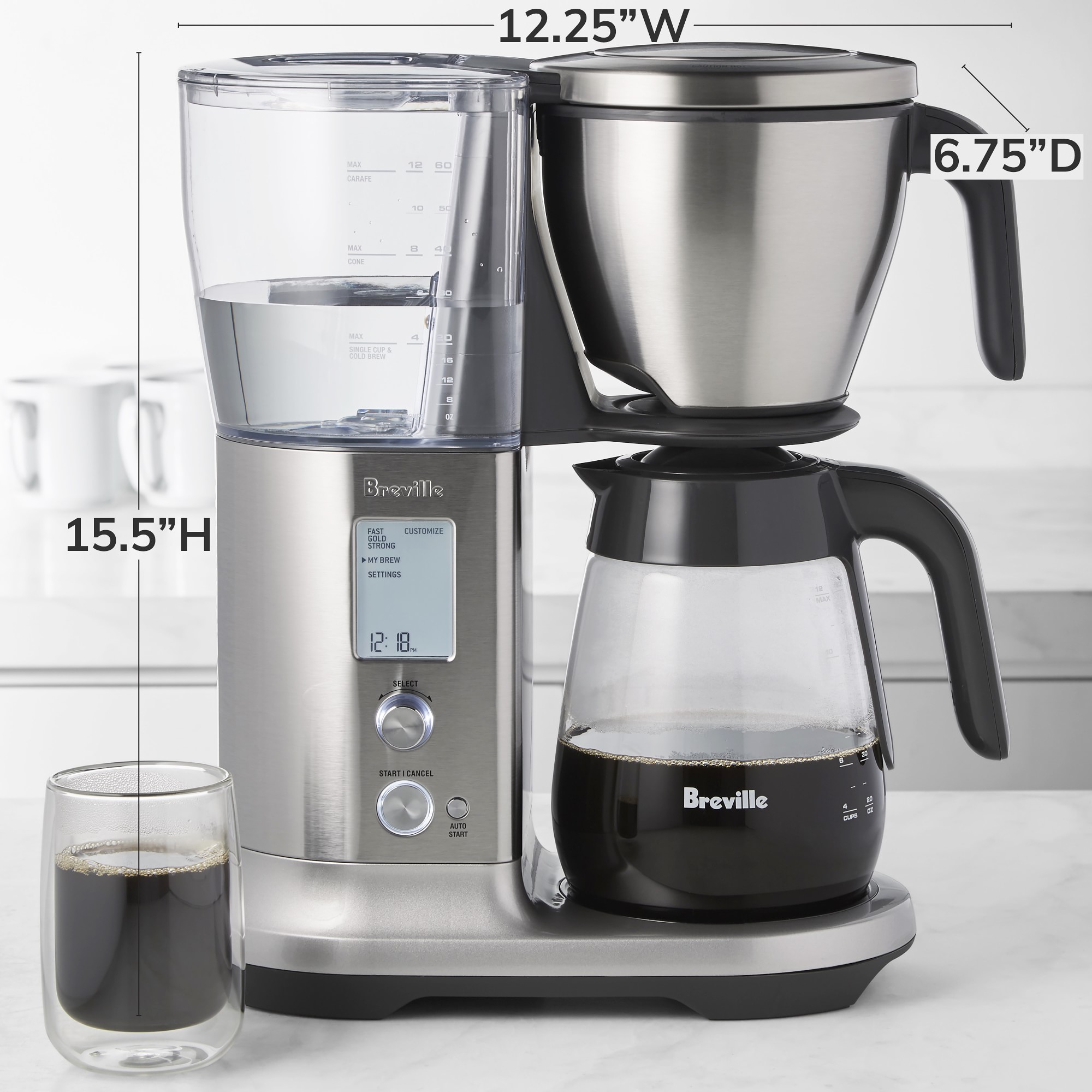 Breville Precision Brewer® 12-Cup Drip Coffee Maker with Glass Carafe