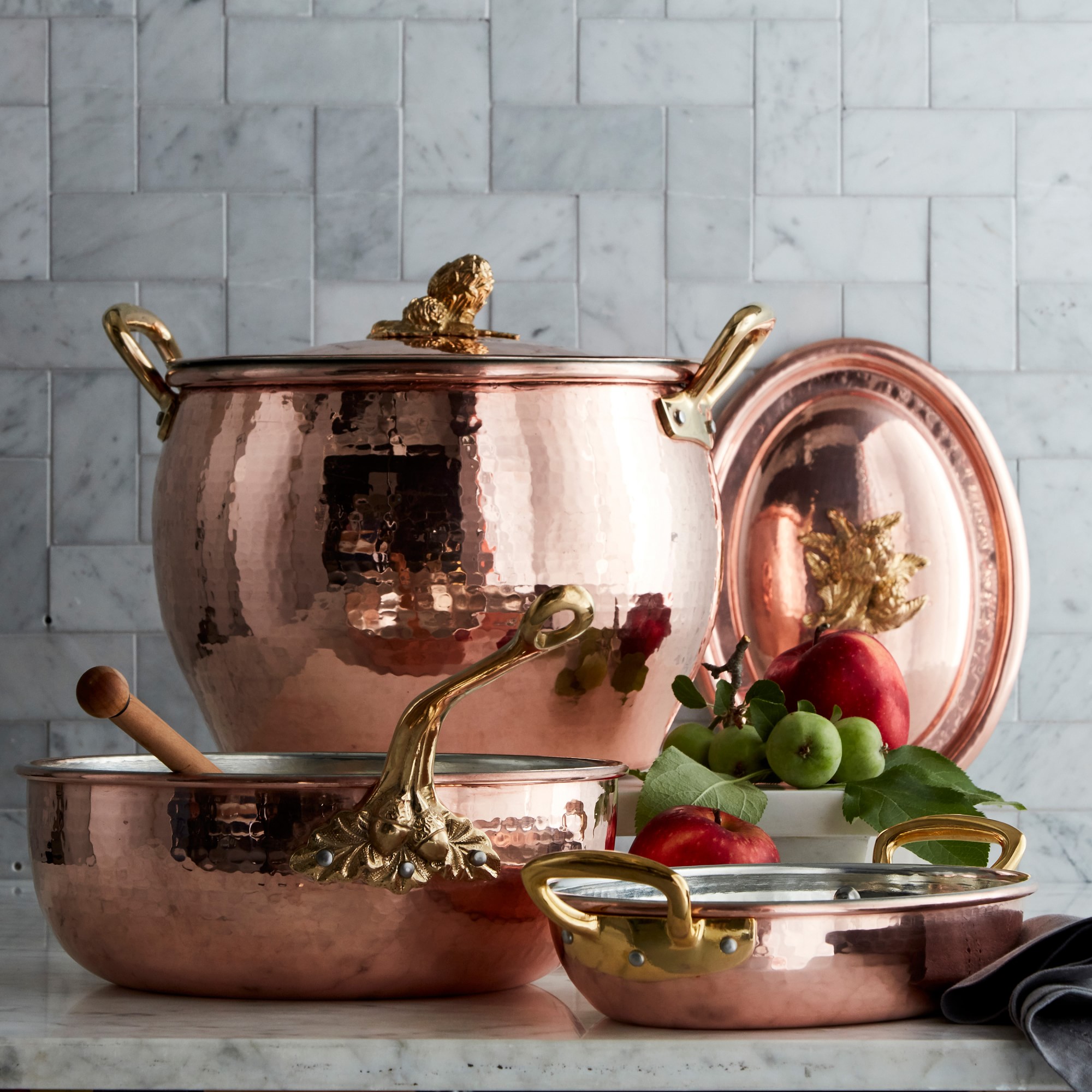 Ruffoni Historia Hammered Copper Chef’s Pan with Acorn Handle and Risotto Spoon