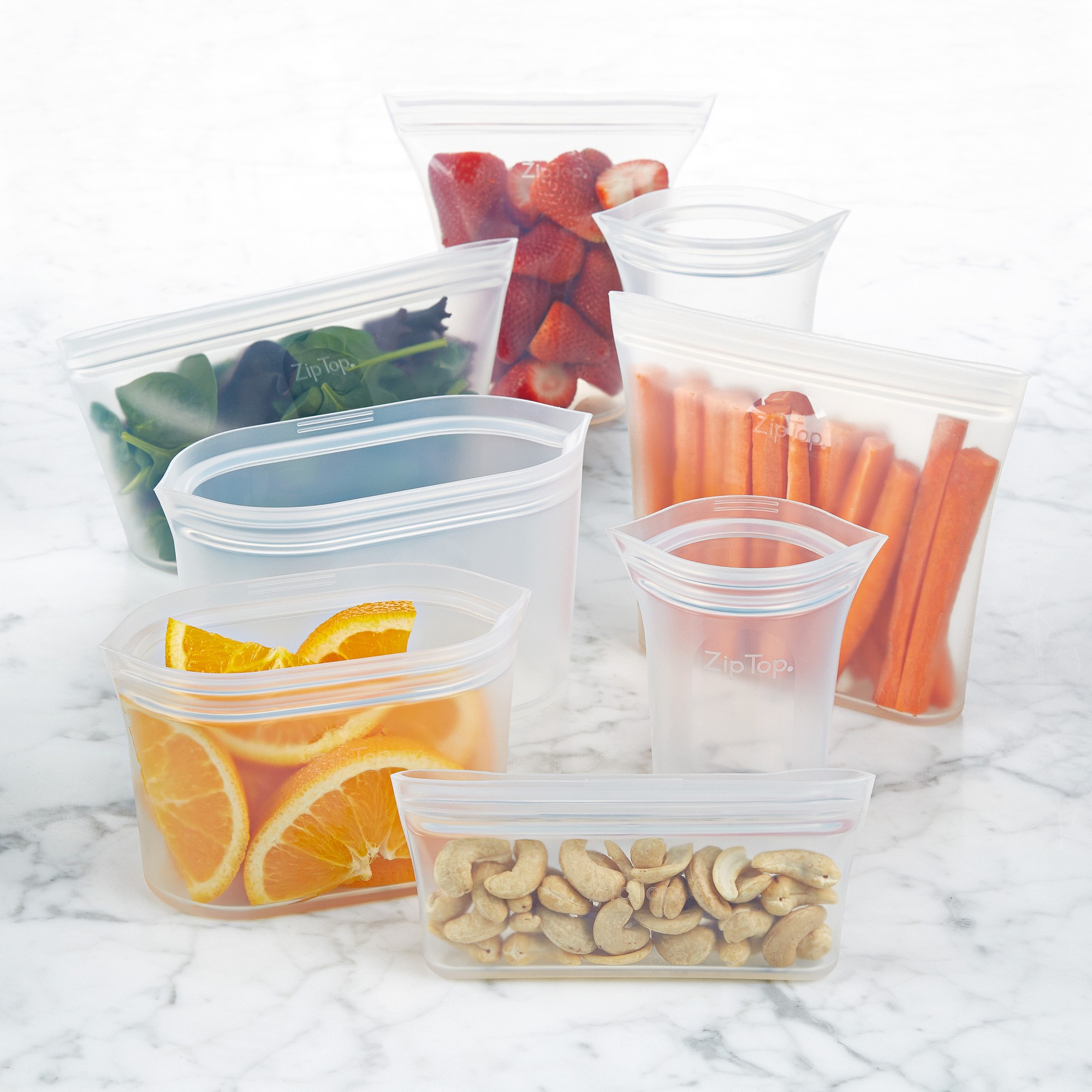 Zip Top 8-Piece Reusable Silicone Food Storage Set