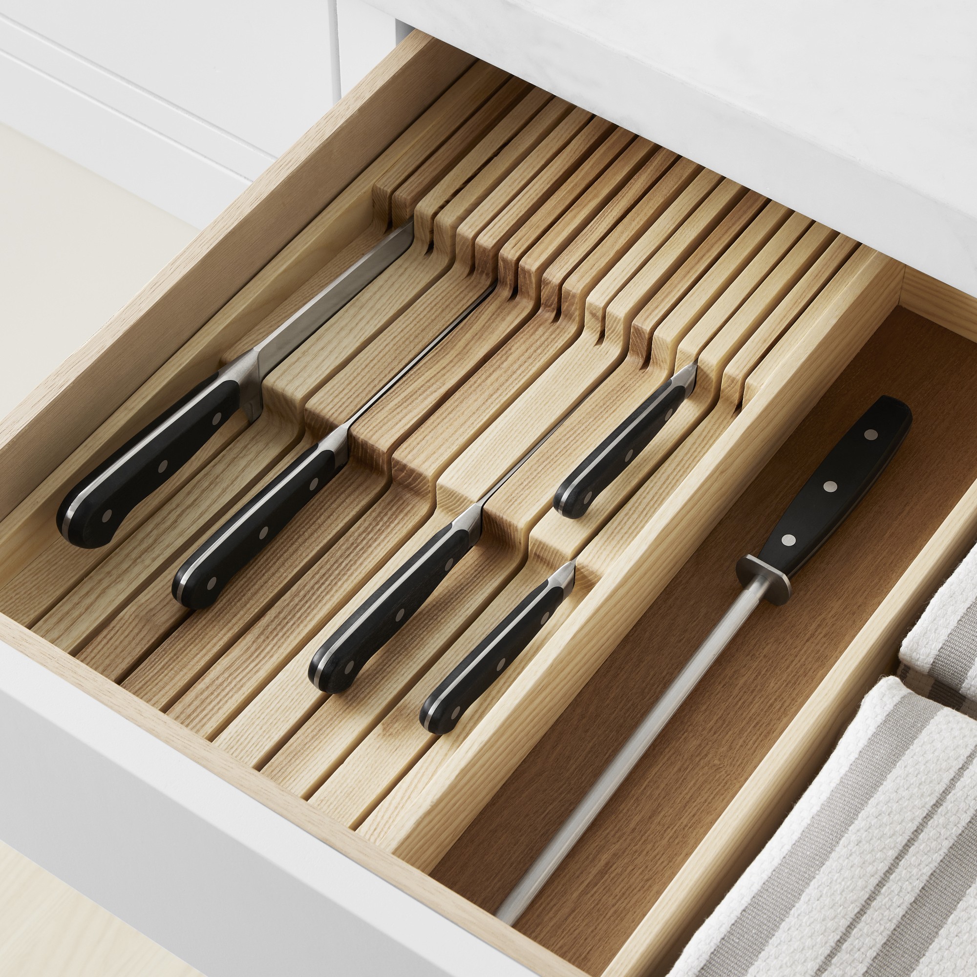 Hold Everything In-Drawer Knife Oraganizer, Ashwood
