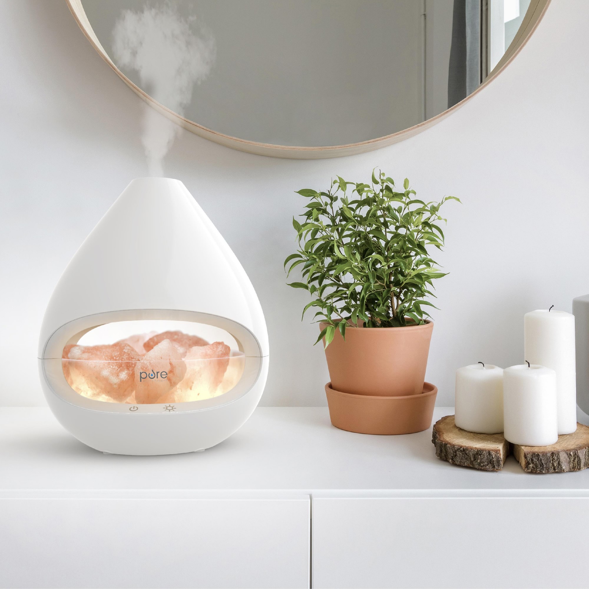 Pure Enrichment PureGlow Crystal Himalayan Salt Rock Lamp & Ultrasonic Oil Diffuser