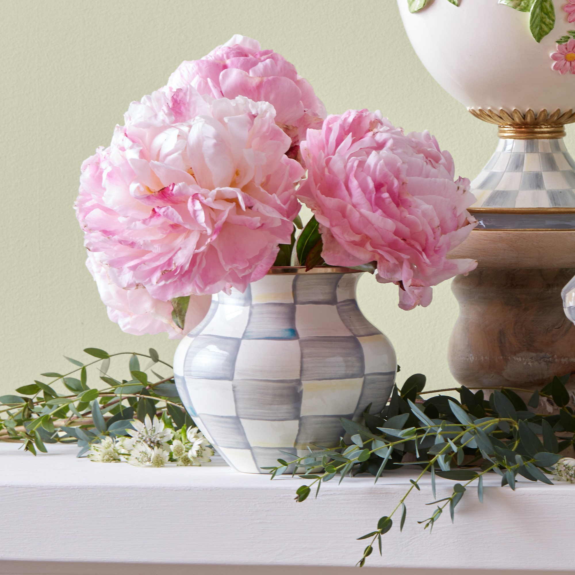 MacKenzie-Childs Sterling Check Enamel Vase