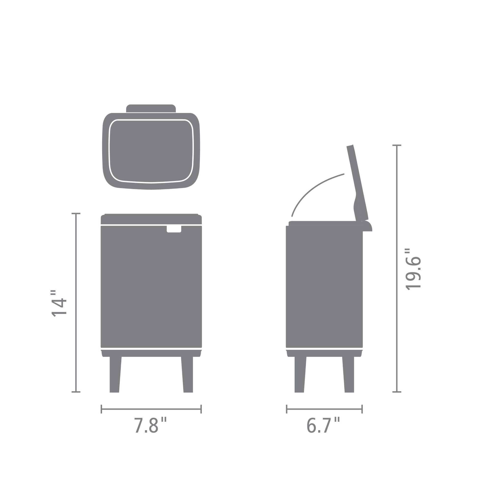 Brabantia Bo Hi Single Compartment Trash Can, 1.1-Gallon