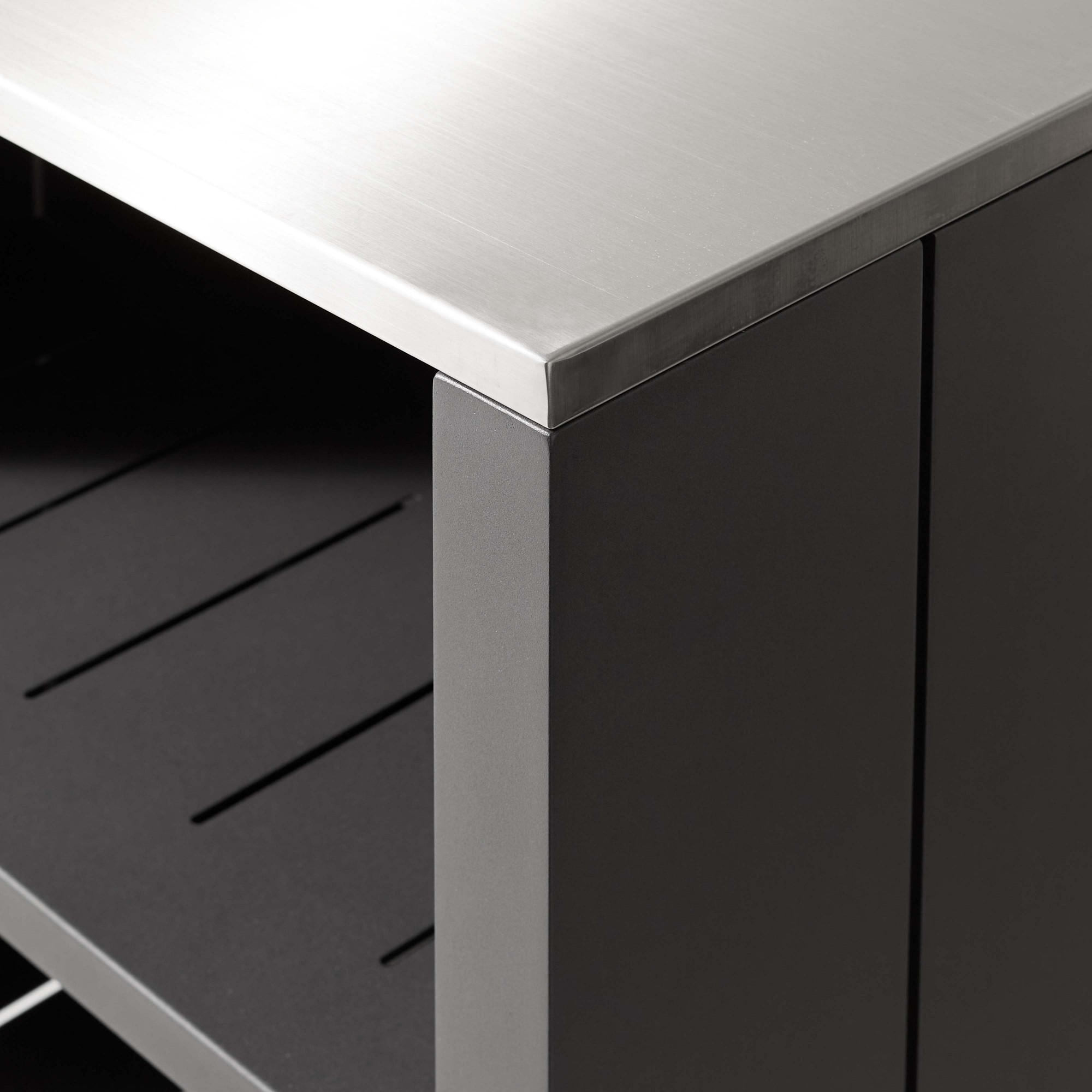 Larnaca Slate Grey Metal Kitchen Convertible Refrigerator Cabinet