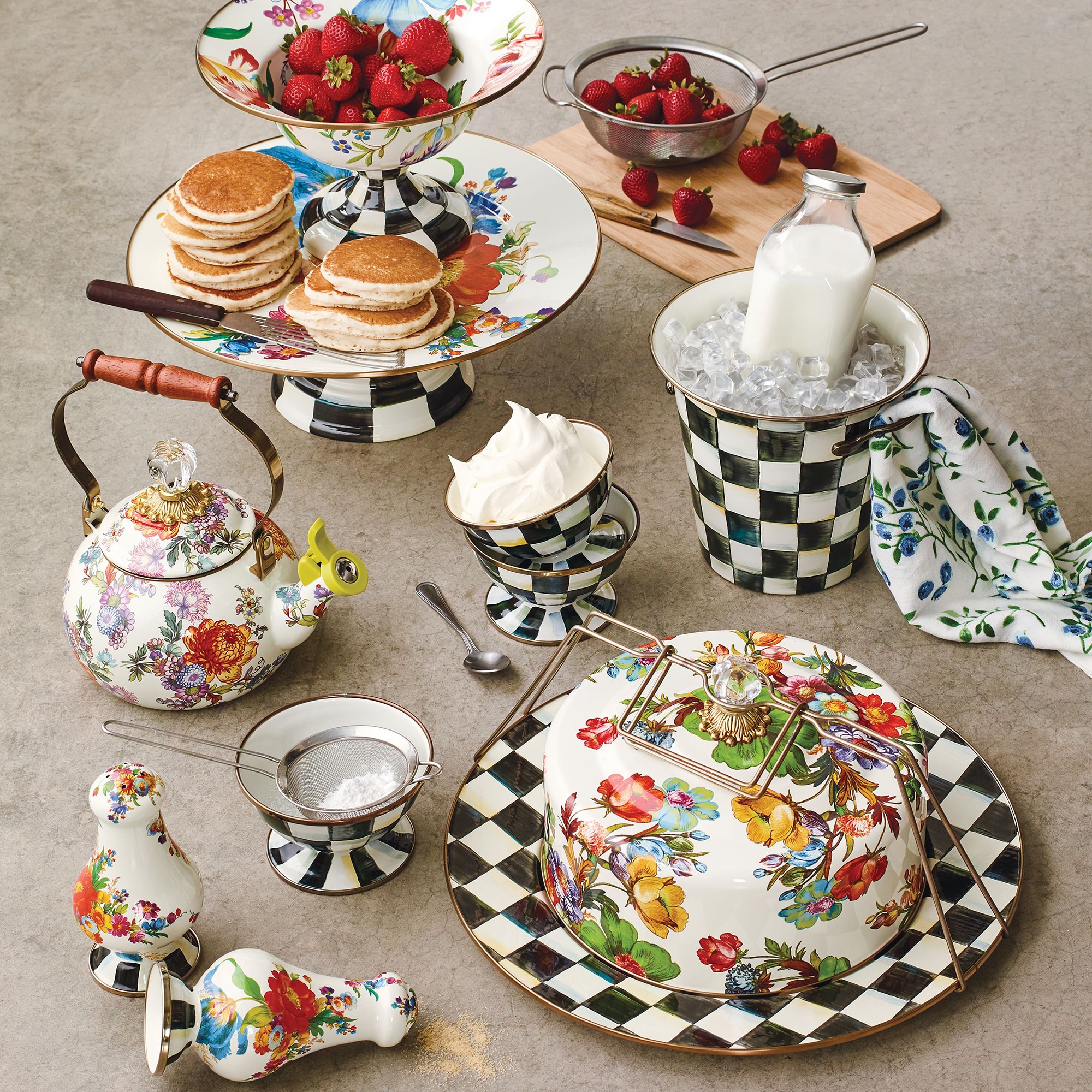 MacKenzie-Childs Whistling Flower Market Tea Kettle