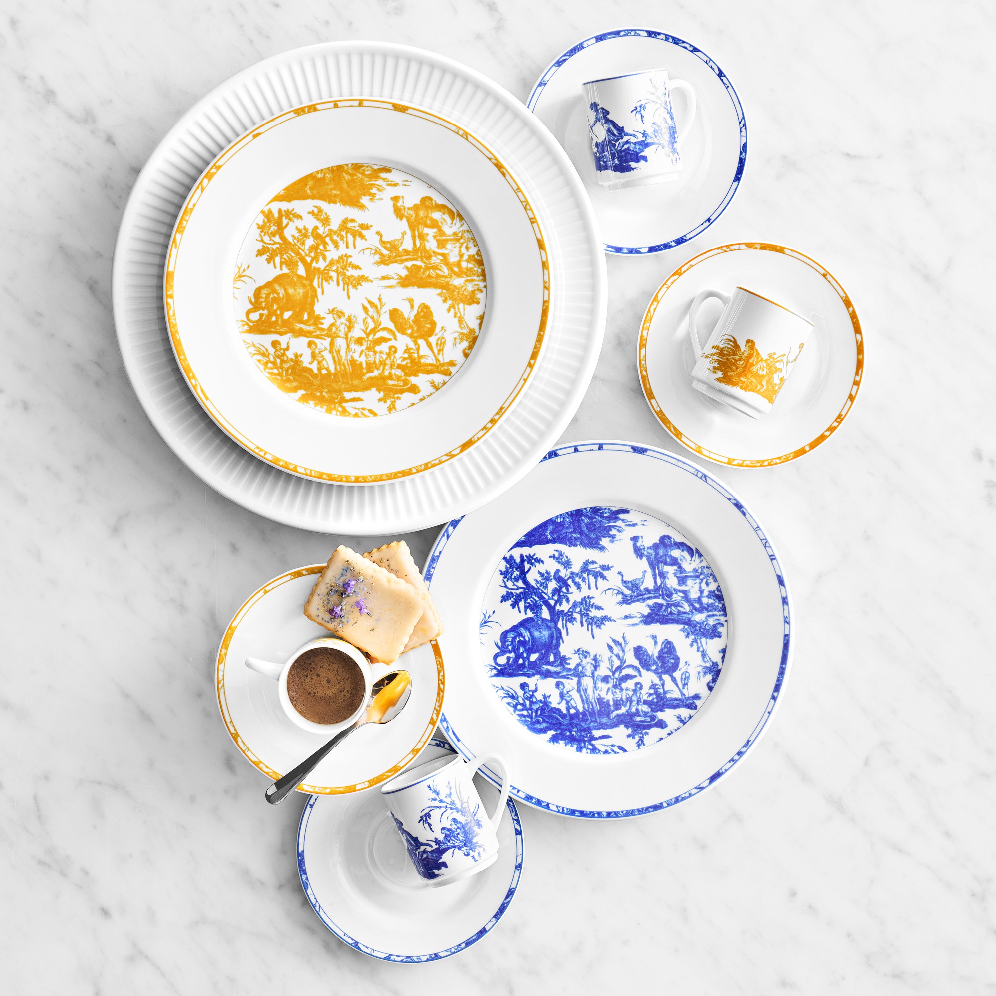 Pillivuyt French Toile Porcelain Salad Plates