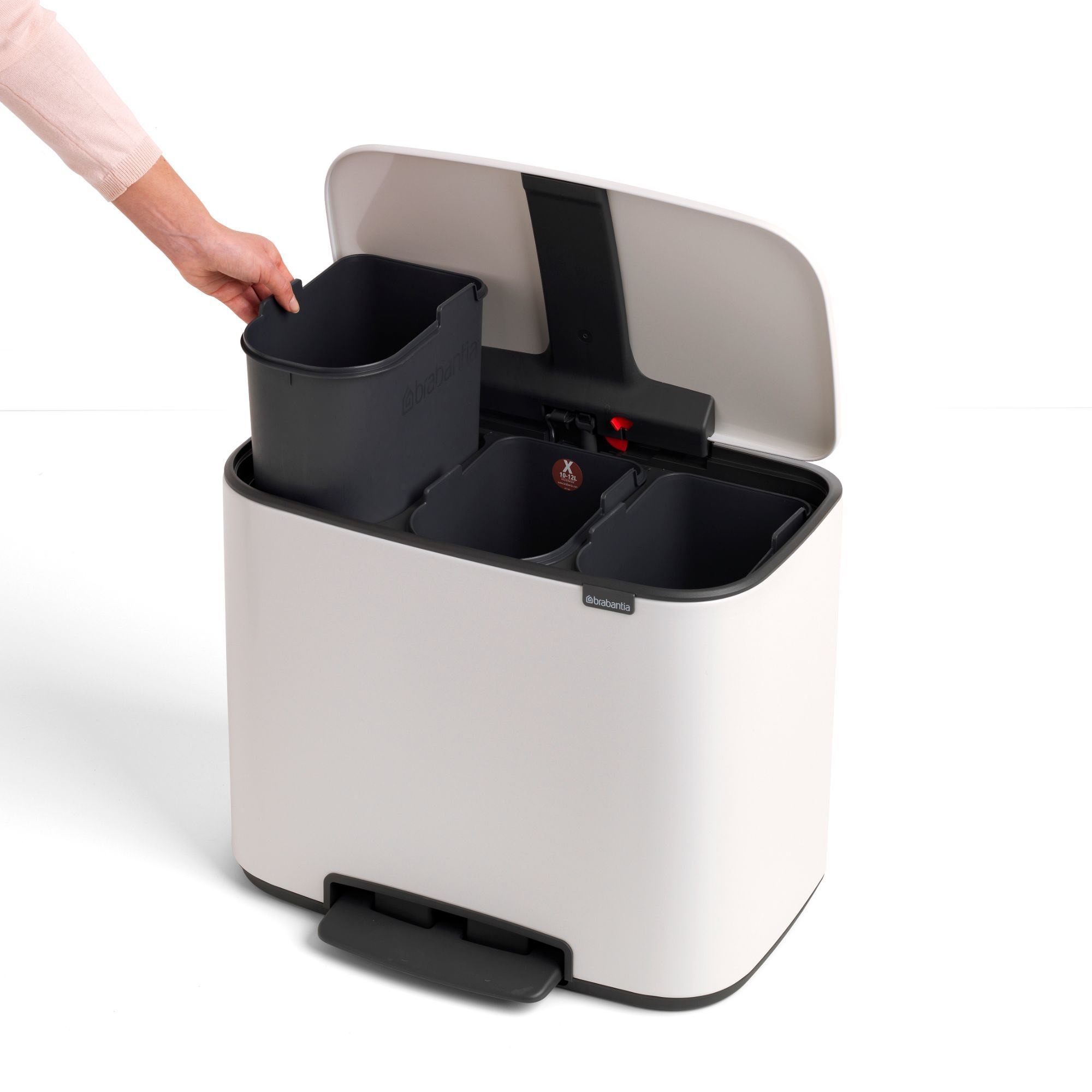 Brabantia Bo Step On Multi Compartment Recycling Trash Can, 3 x 3 Gallon