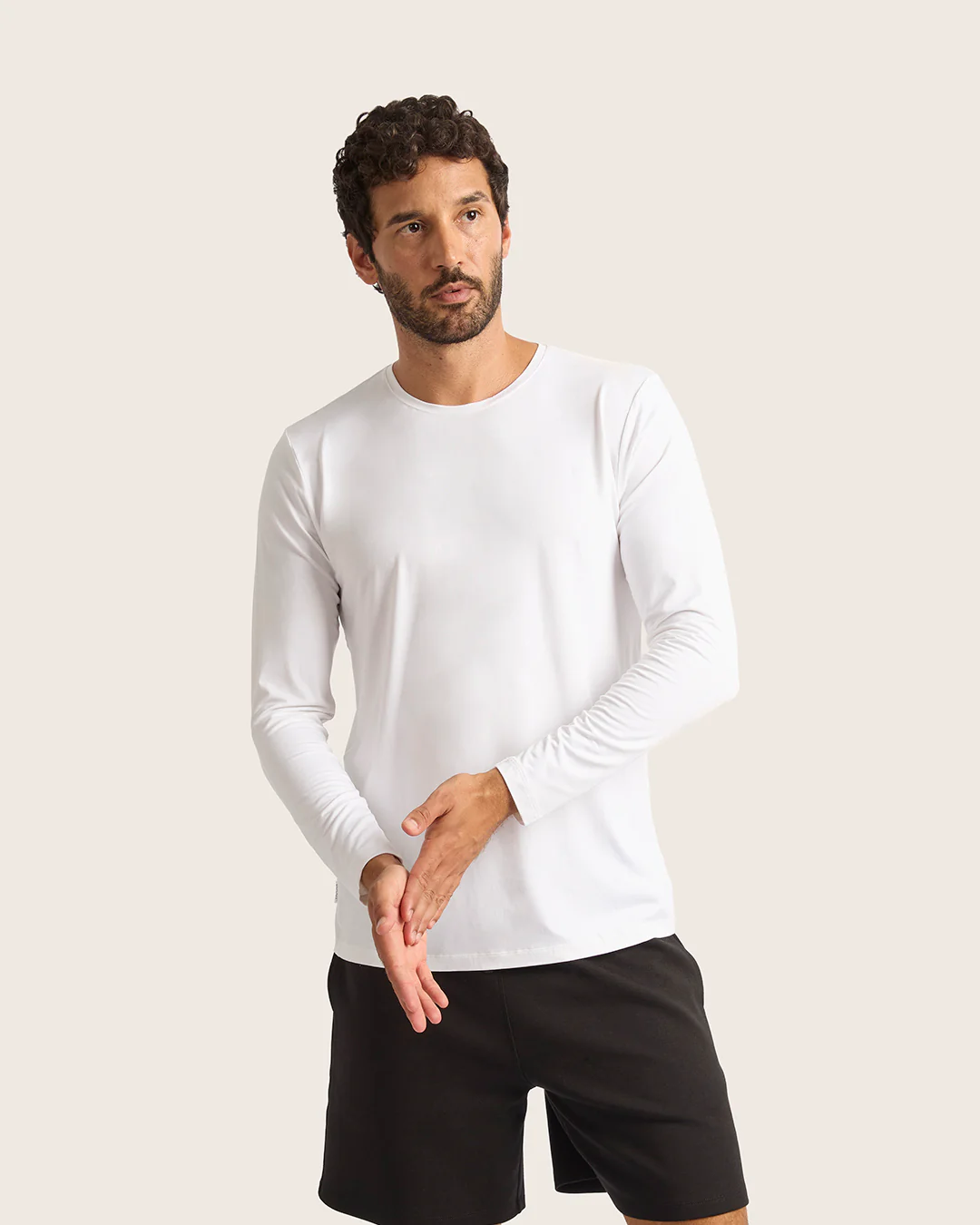 Men's Base Layer Long Sleeve Crew Neck T-Shirt - White
