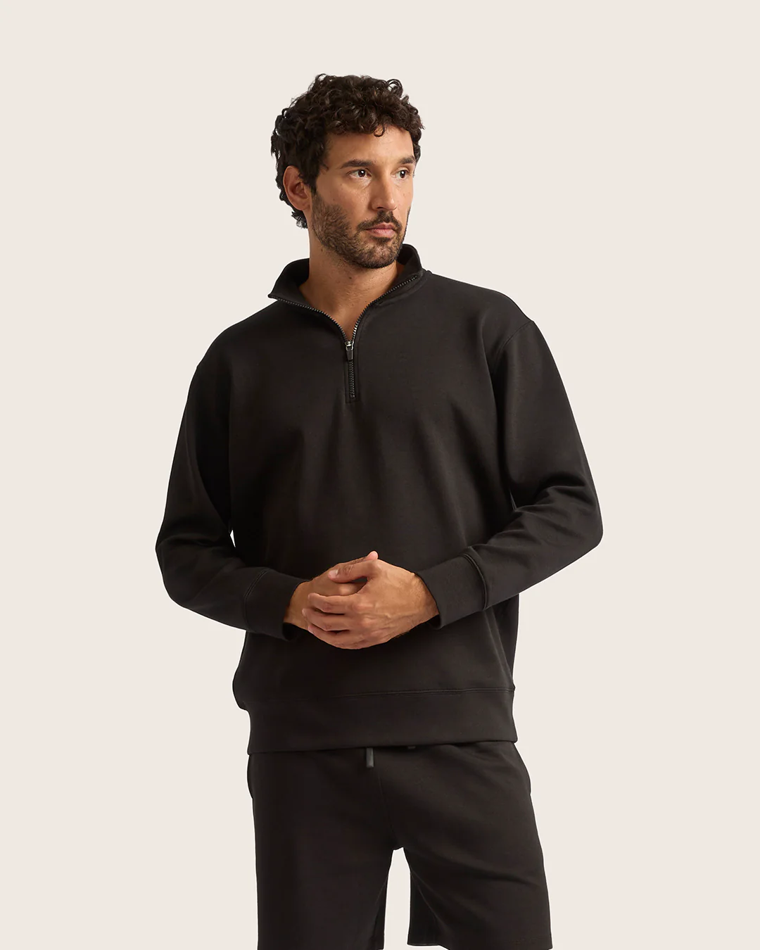 Men's Quarter Zip Sweater - Black