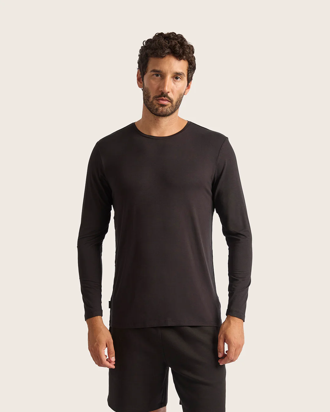 Men's Base Layer Long Sleeve Crew Neck T-Shirt - Black