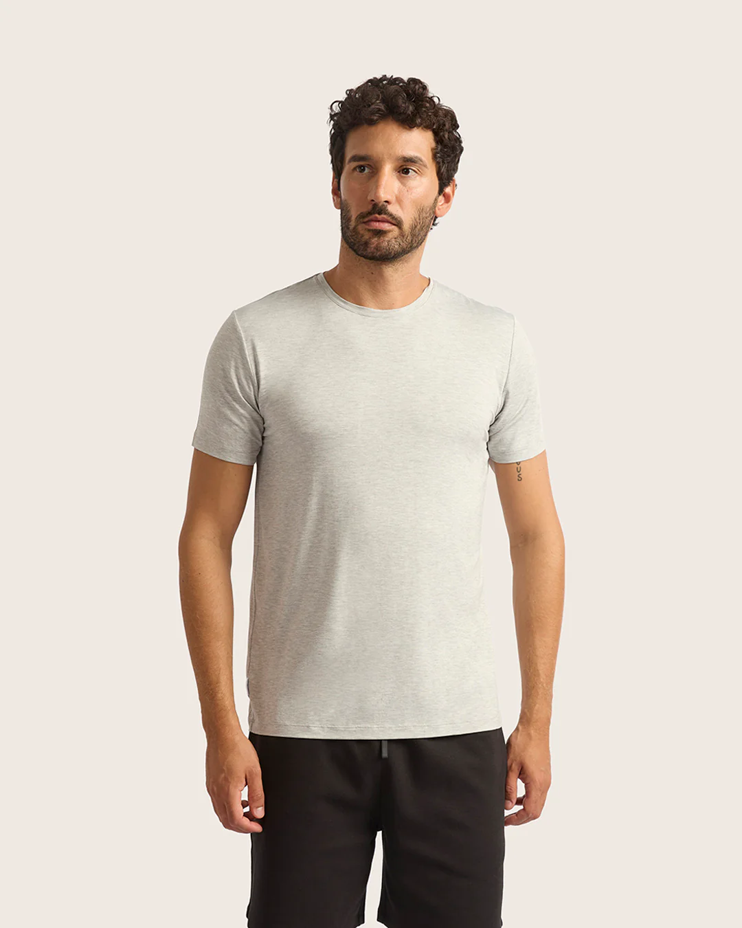 Men's Base Layer Crew Neck T-Shirt - Light Grey Marl